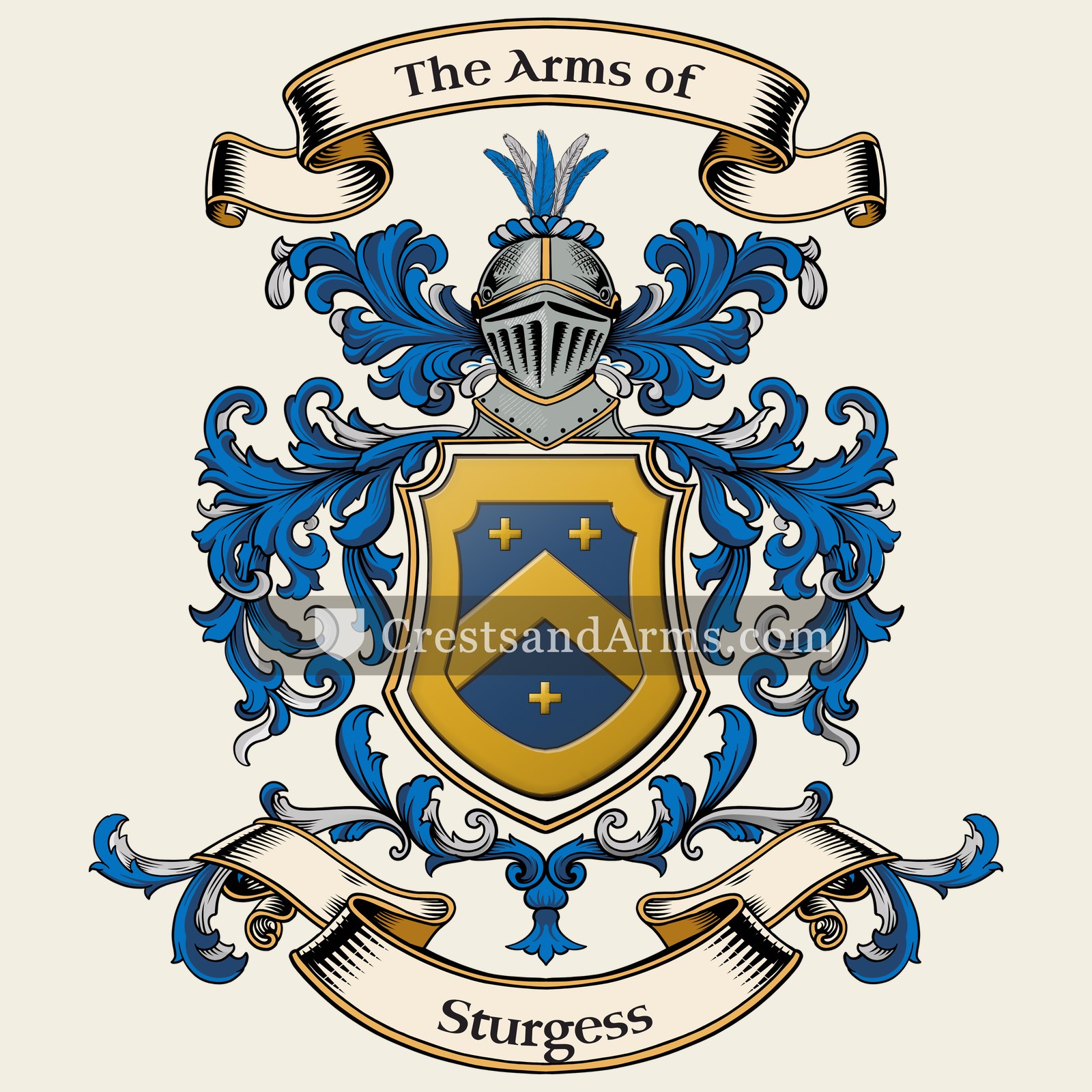 The Sturgess coat of arms, drawn from the recorded blazon