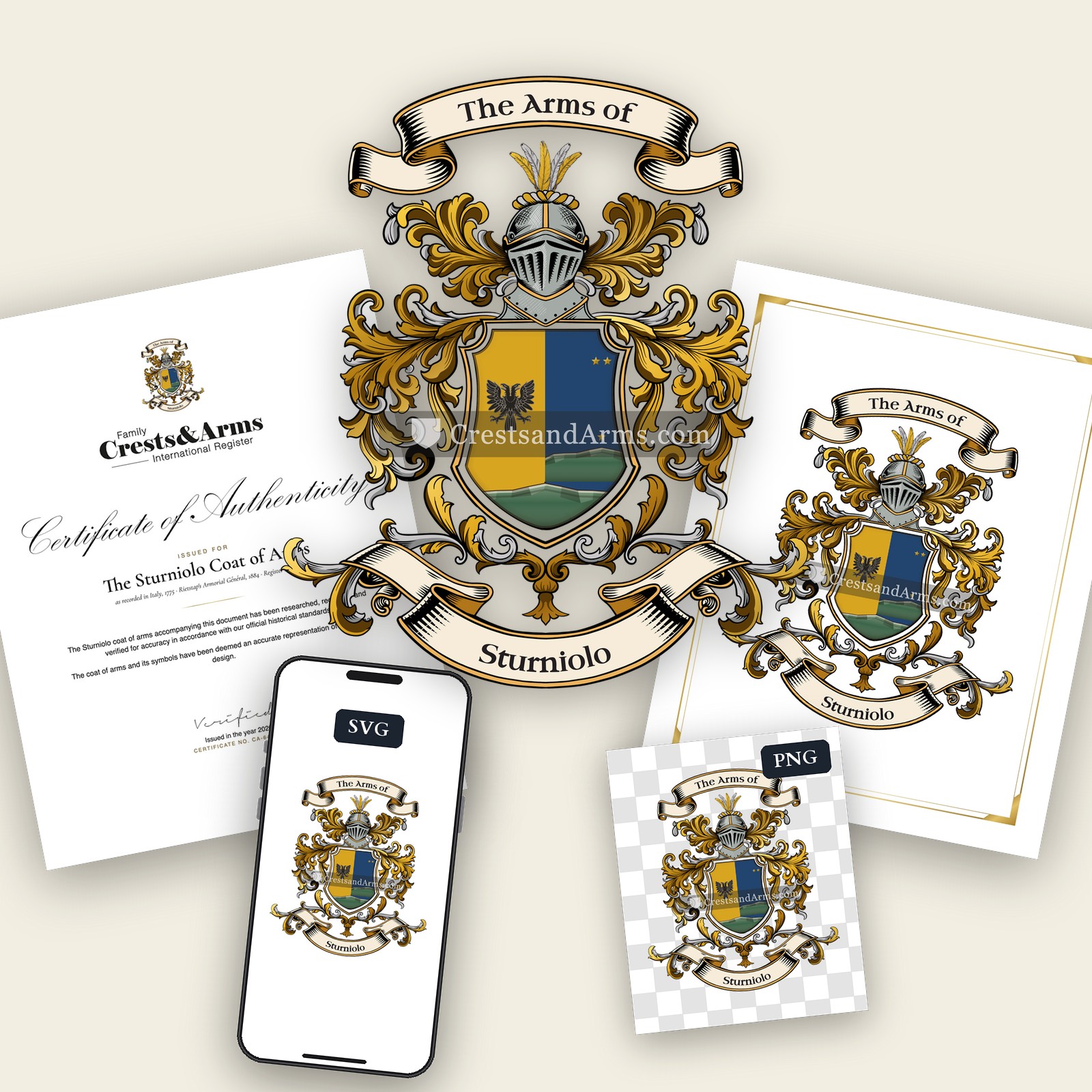 The Sturniolo arms on the coat of arms — digital pack