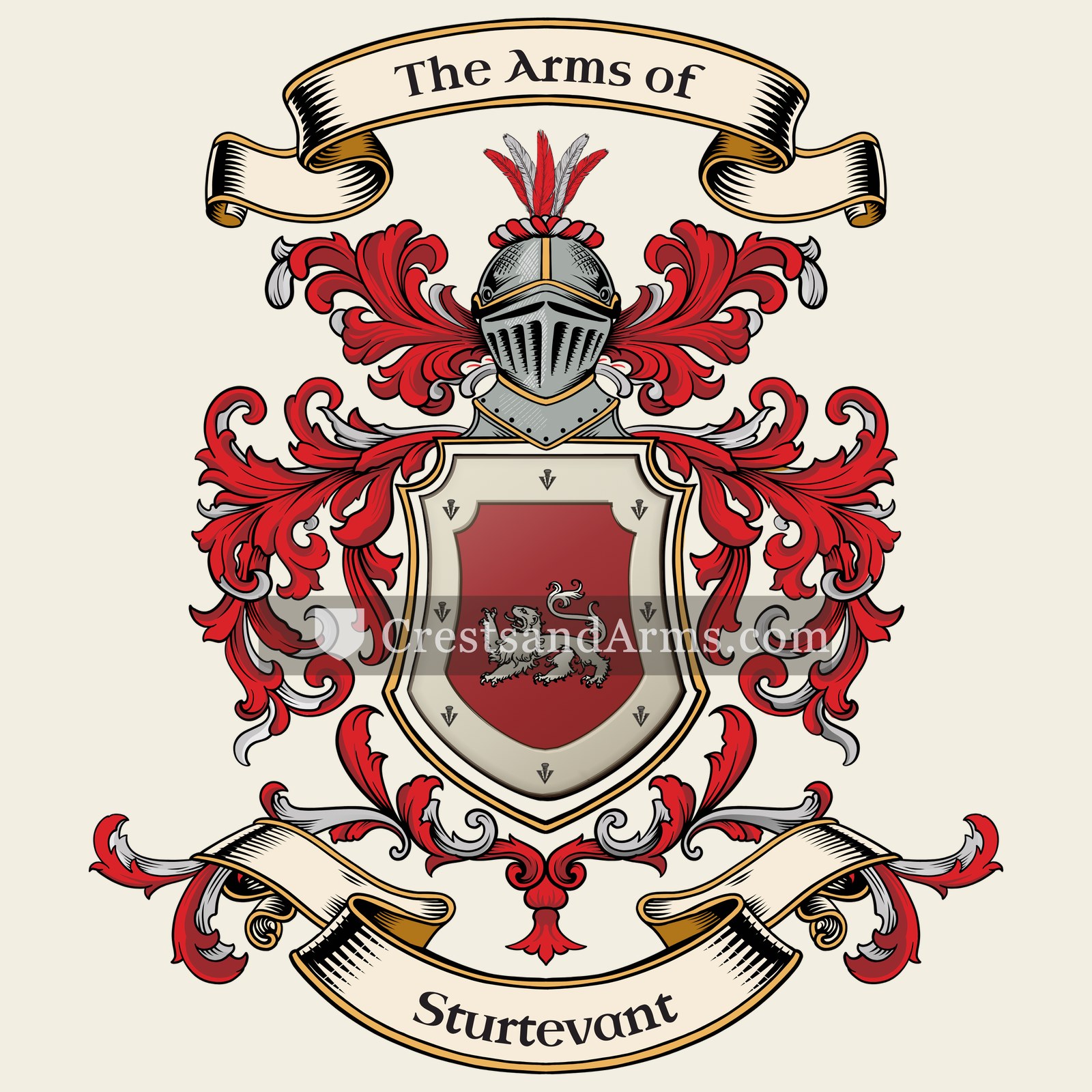 The Sturtevant coat of arms, drawn from the recorded blazon