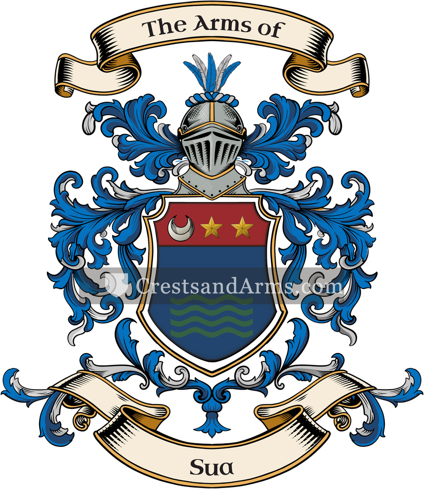 The Sua coat of arms, drawn from the recorded blazon