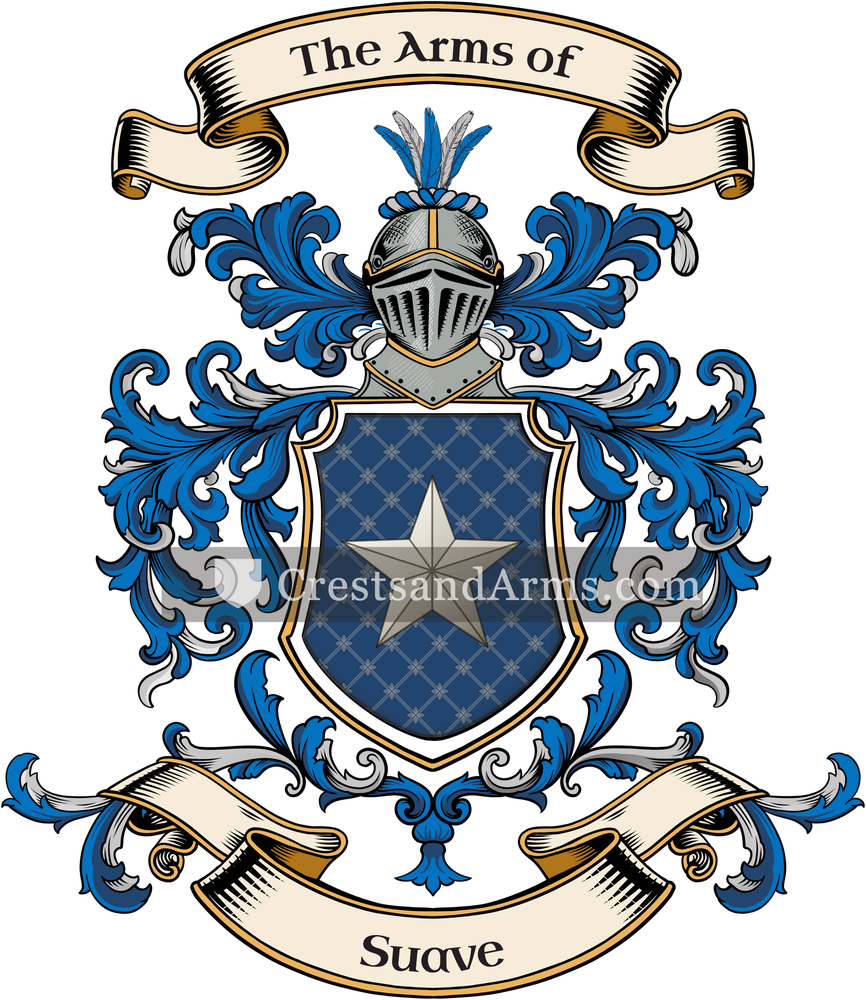 The Suave coat of arms, drawn from the recorded blazon
