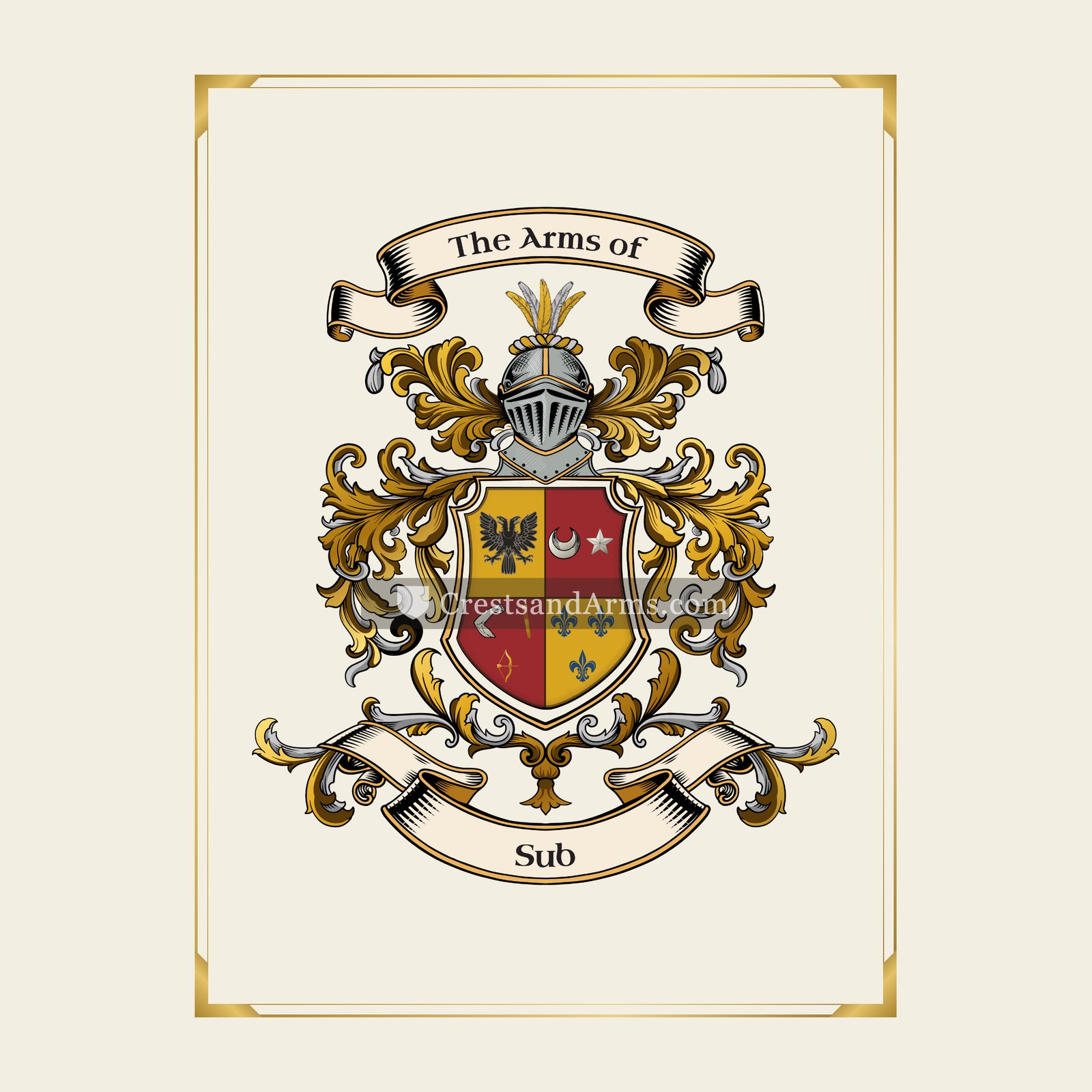 With gold border