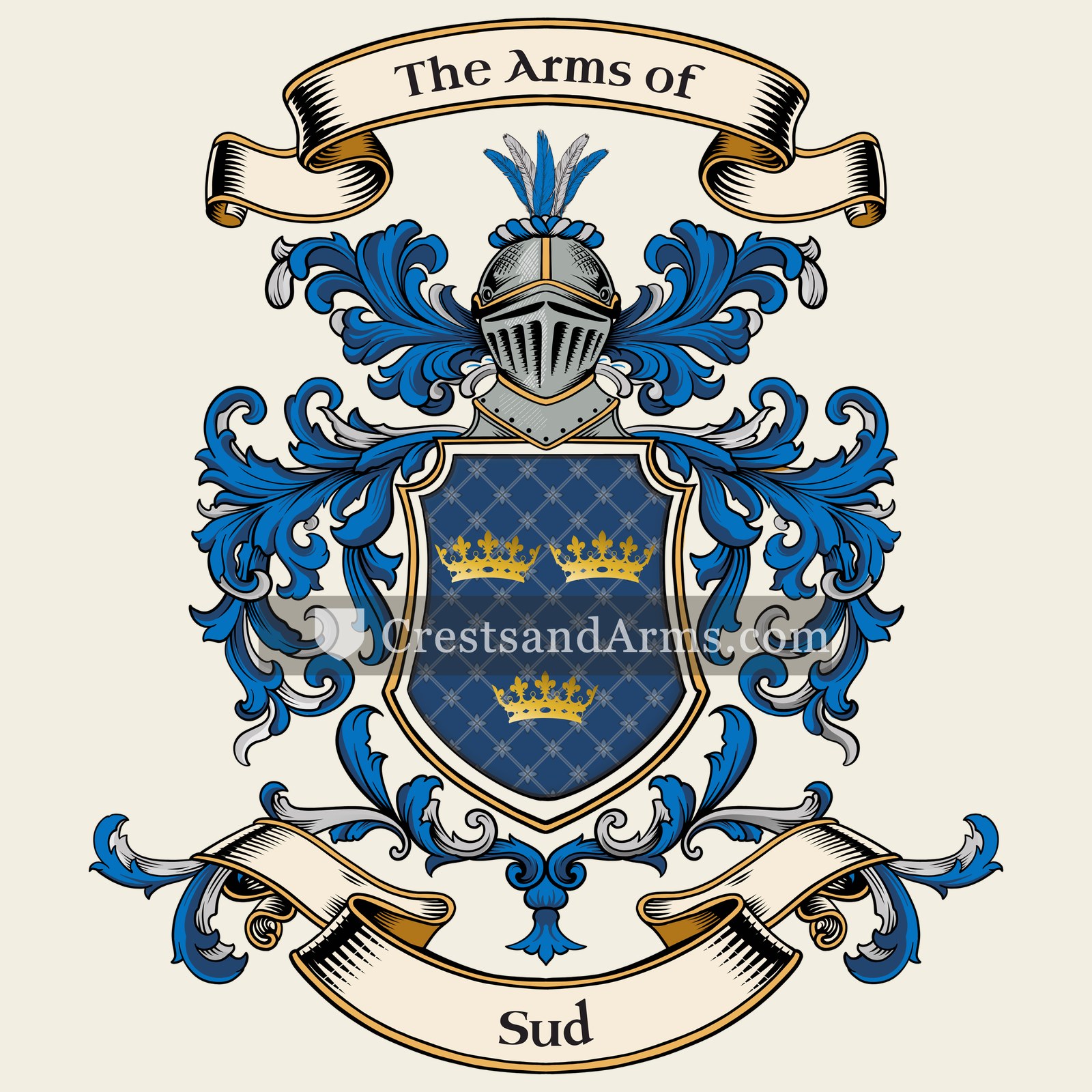 The Sud coat of arms, drawn from the recorded blazon