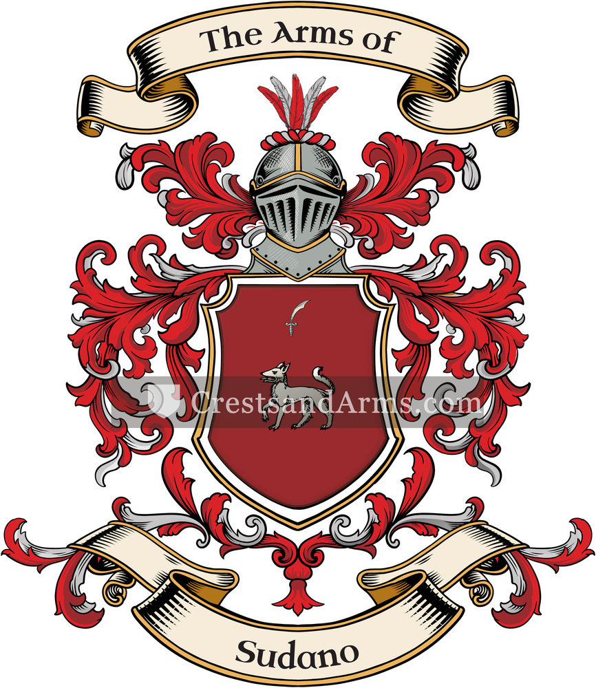 The Sudano coat of arms, drawn from the recorded blazon