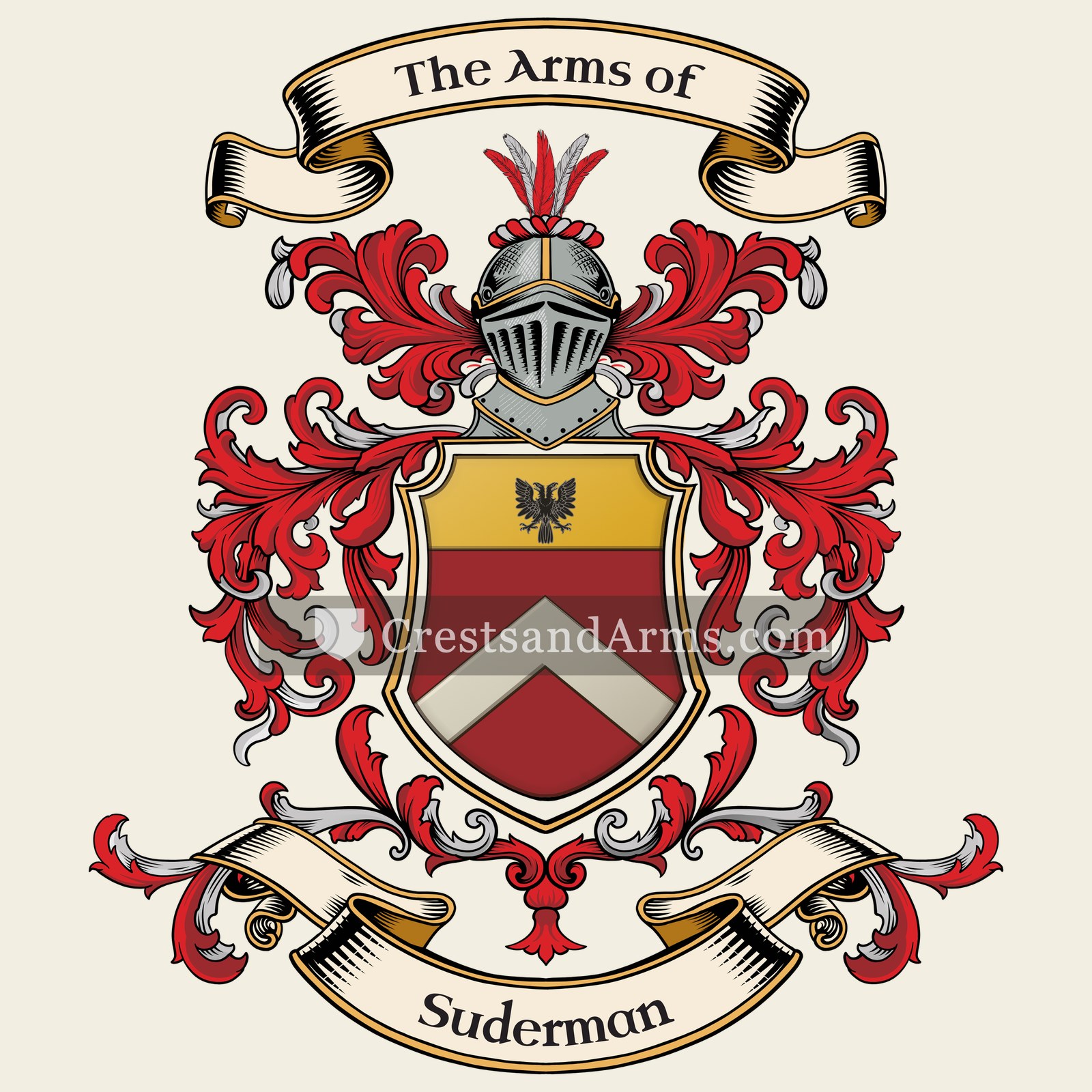 The Suderman coat of arms, drawn from the recorded blazon