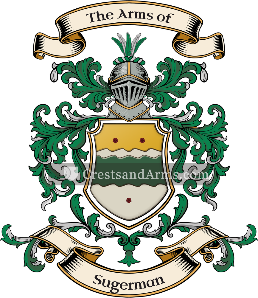 The Sugerman coat of arms, drawn from the recorded blazon