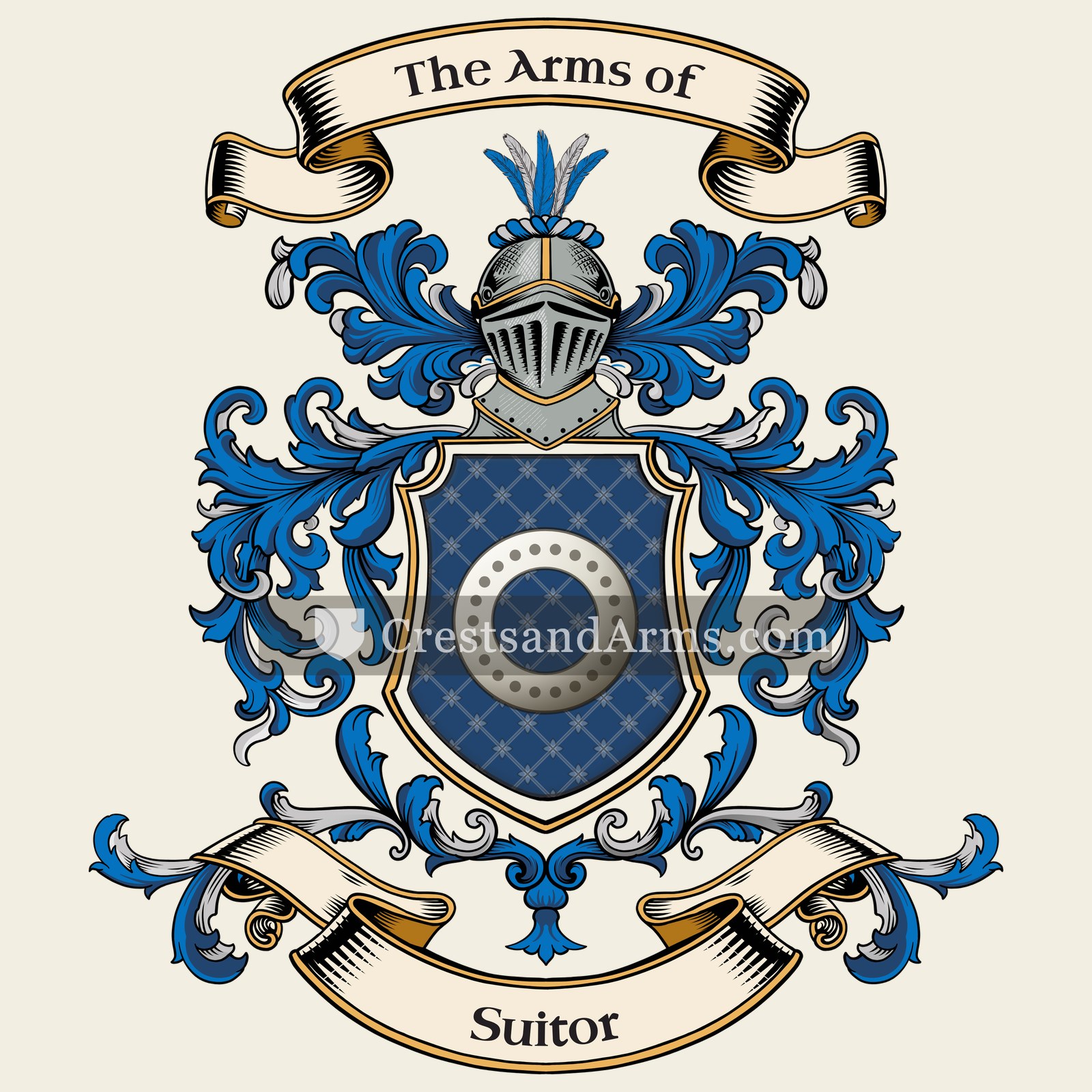 The Suitor coat of arms, drawn from the recorded blazon