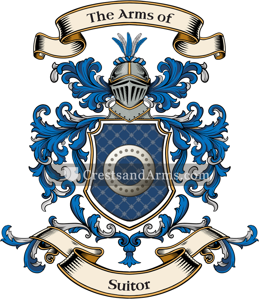 The Suitor coat of arms, drawn from the recorded blazon
