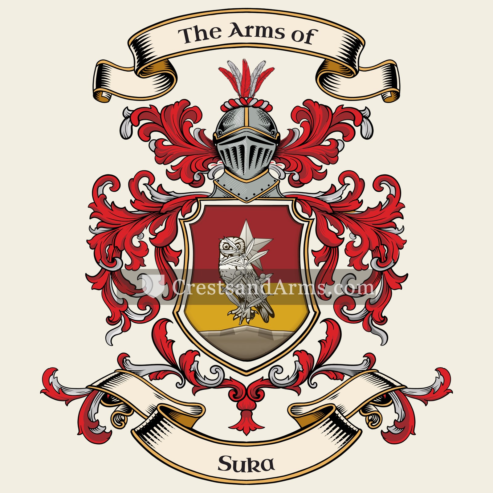 The Suka coat of arms, drawn from the recorded blazon