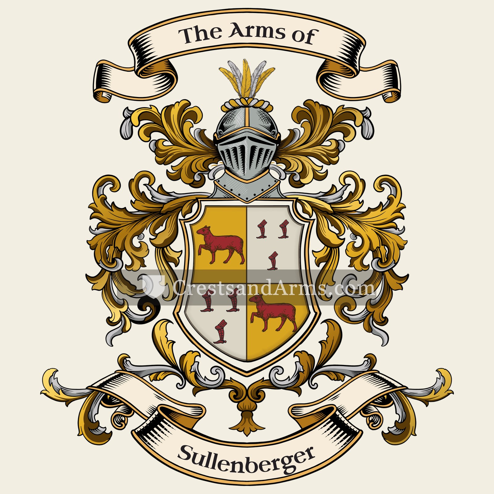 The Sullenberger coat of arms, drawn from the recorded blazon