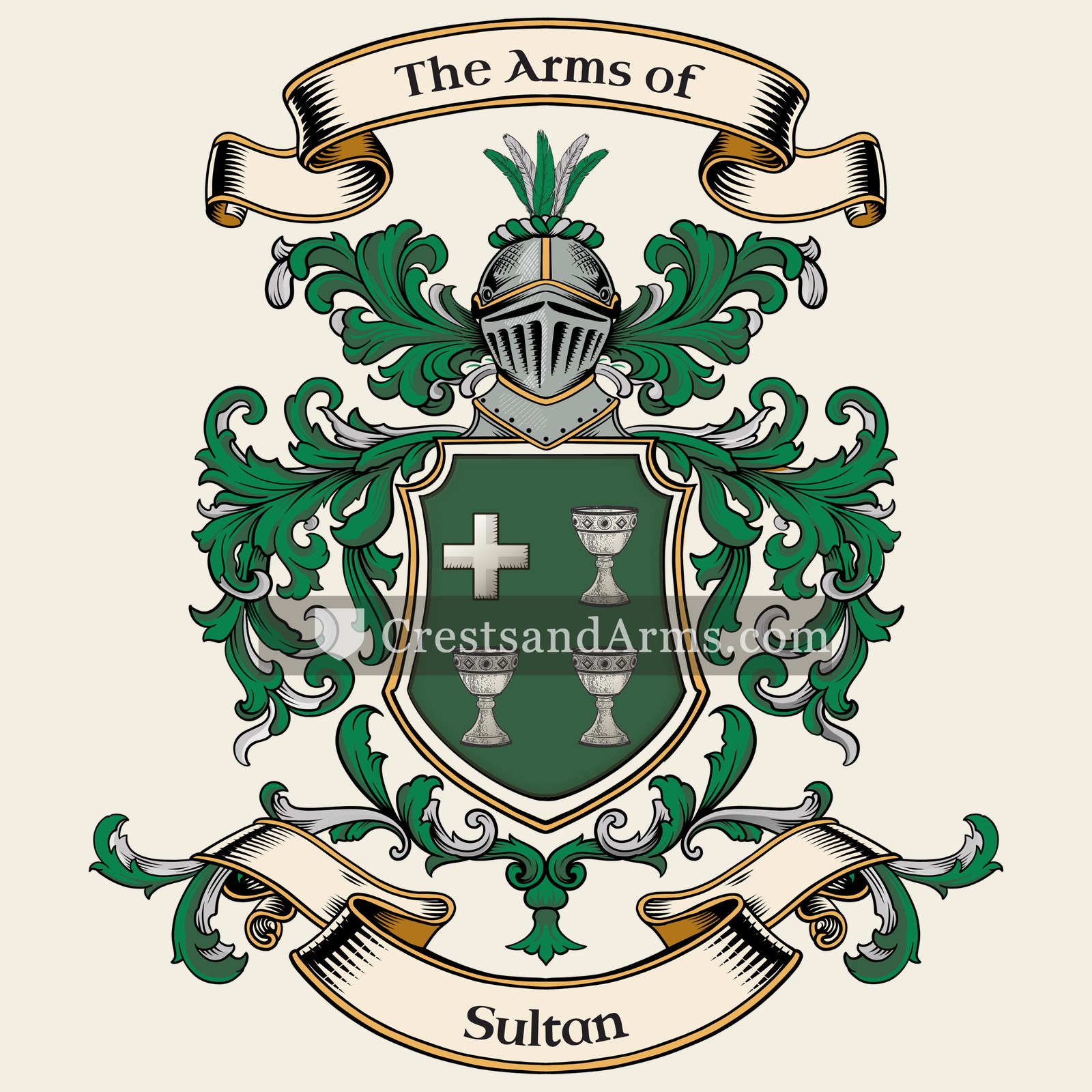 The Sultan coat of arms, drawn from the recorded blazon
