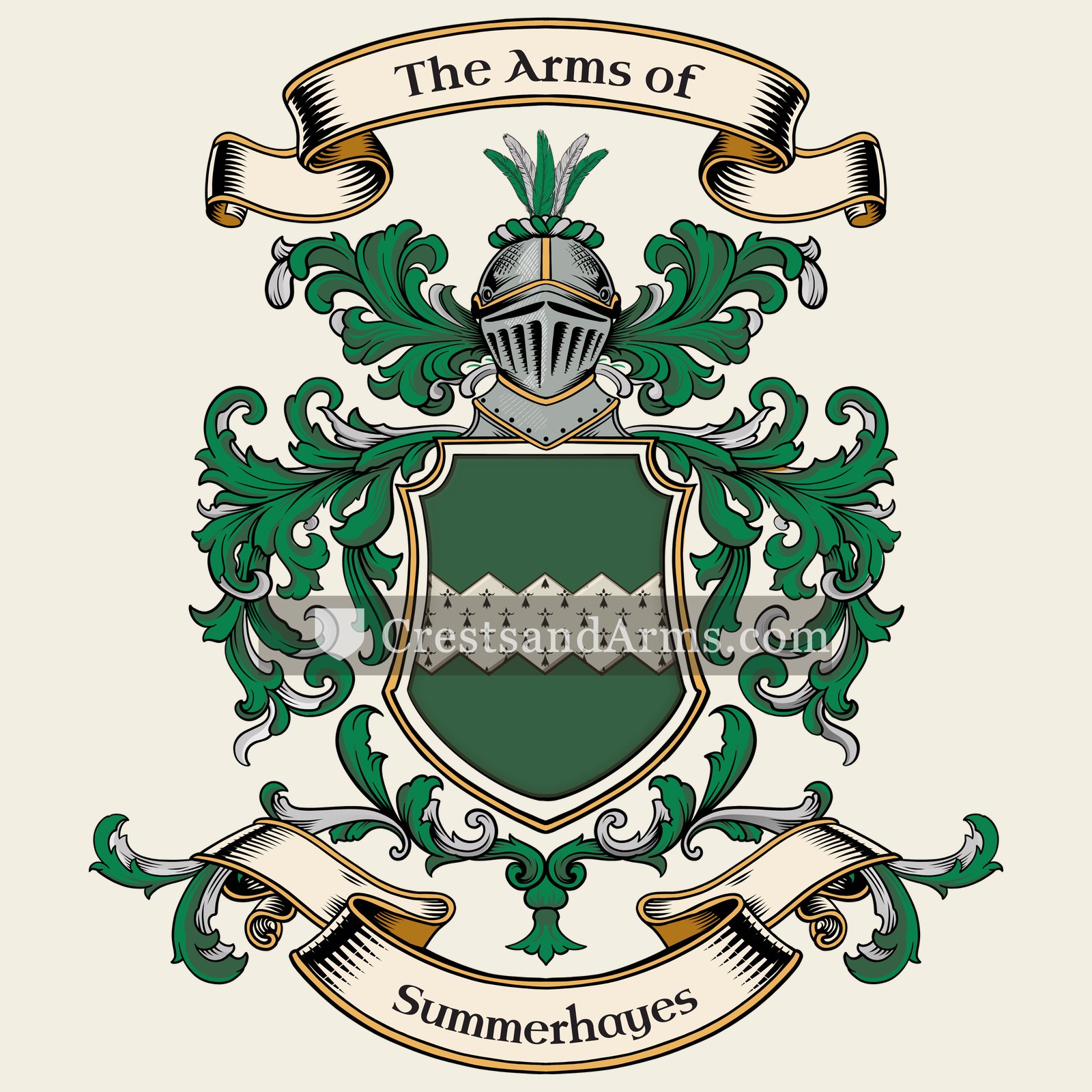 The Summerhayes coat of arms, drawn from the recorded blazon