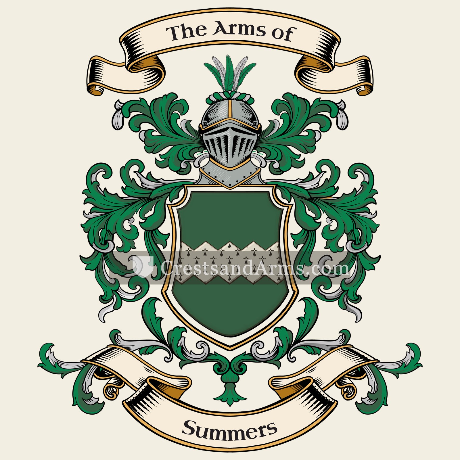 The Summers coat of arms, drawn from the recorded blazon