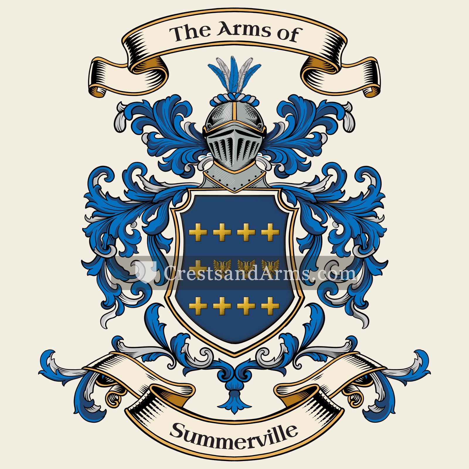 The Summerville coat of arms, drawn from the recorded blazon