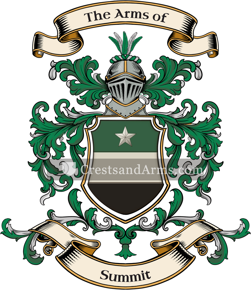 The Summit coat of arms, drawn from the recorded blazon