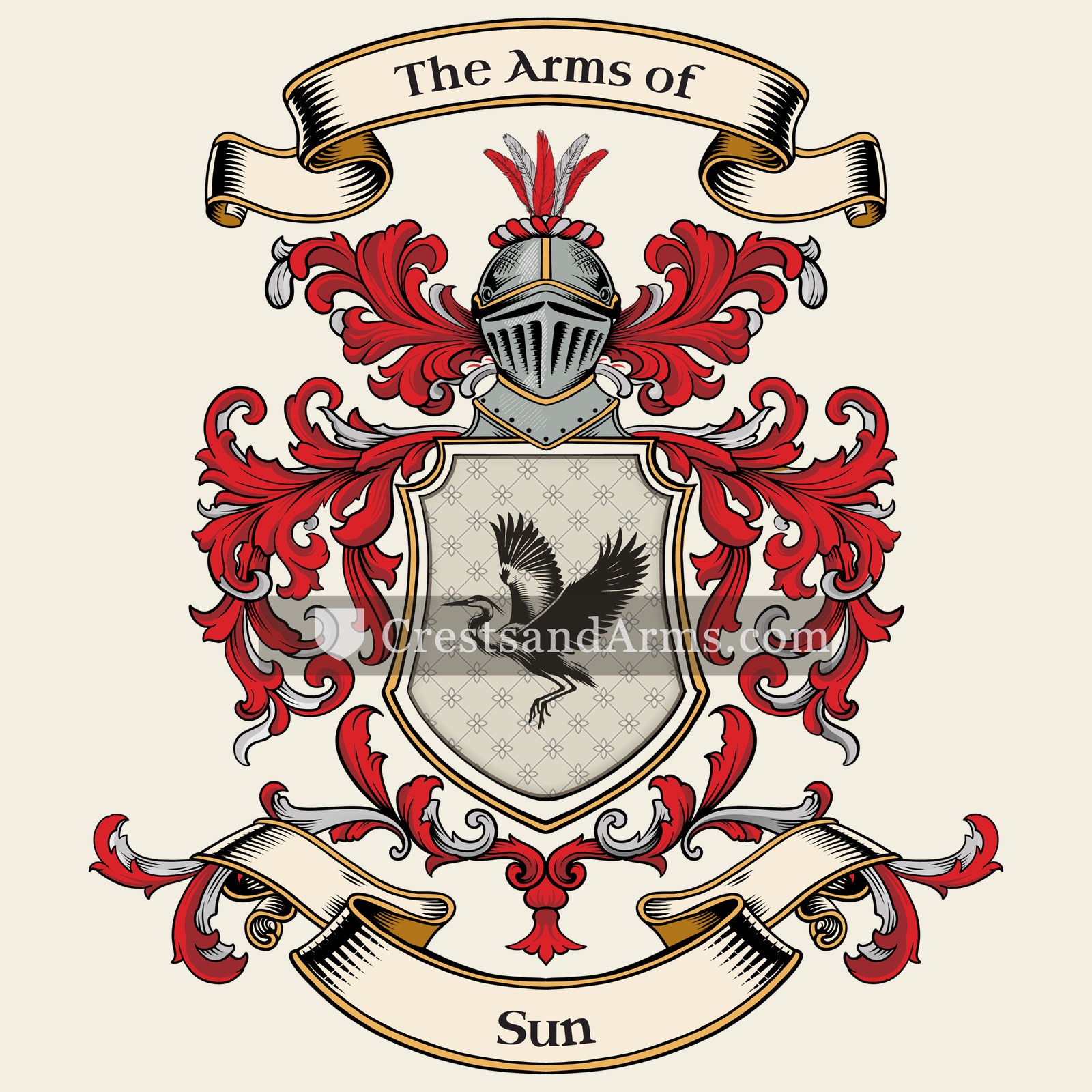 The Sun coat of arms, drawn from the recorded blazon