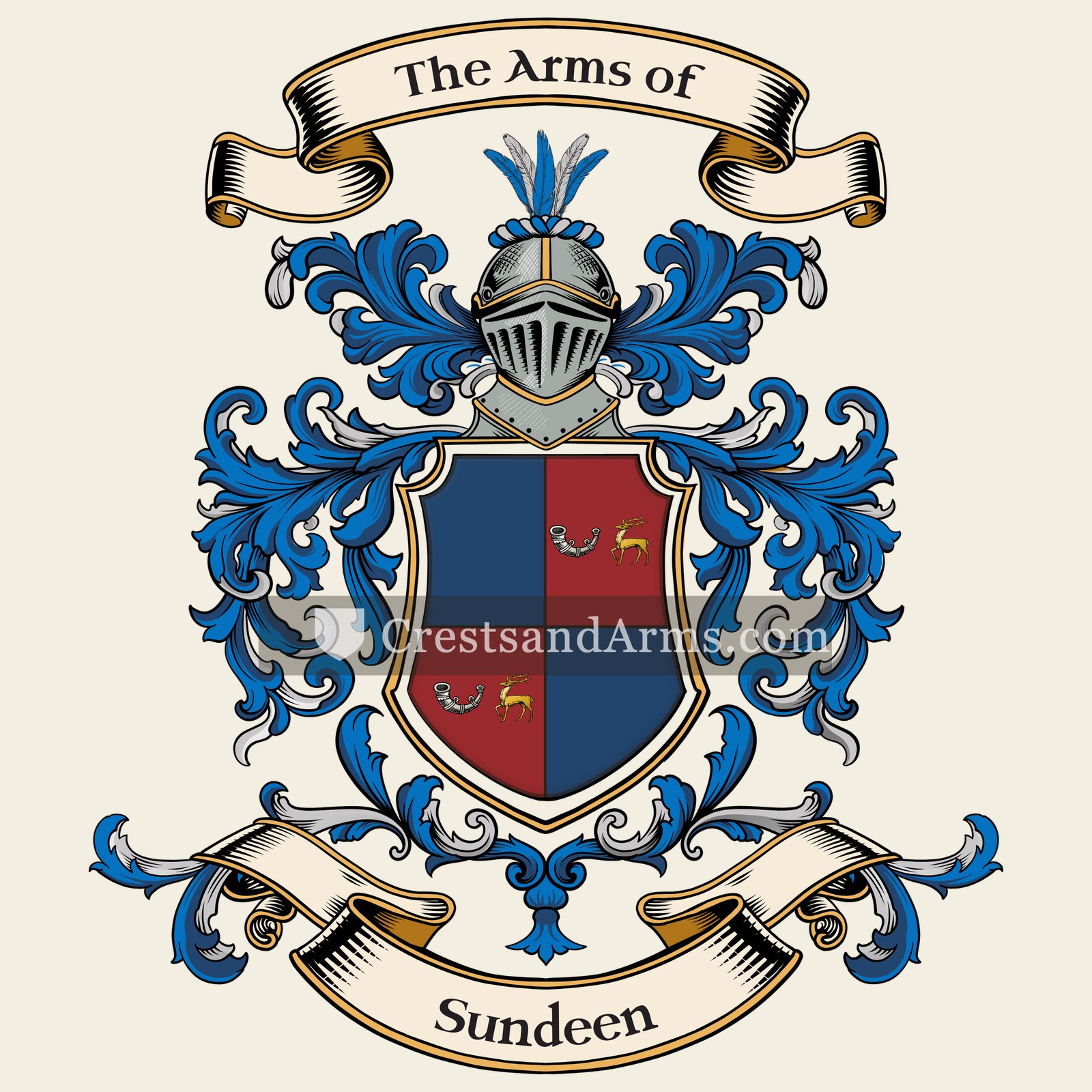 The Sundeen coat of arms, drawn from the recorded blazon