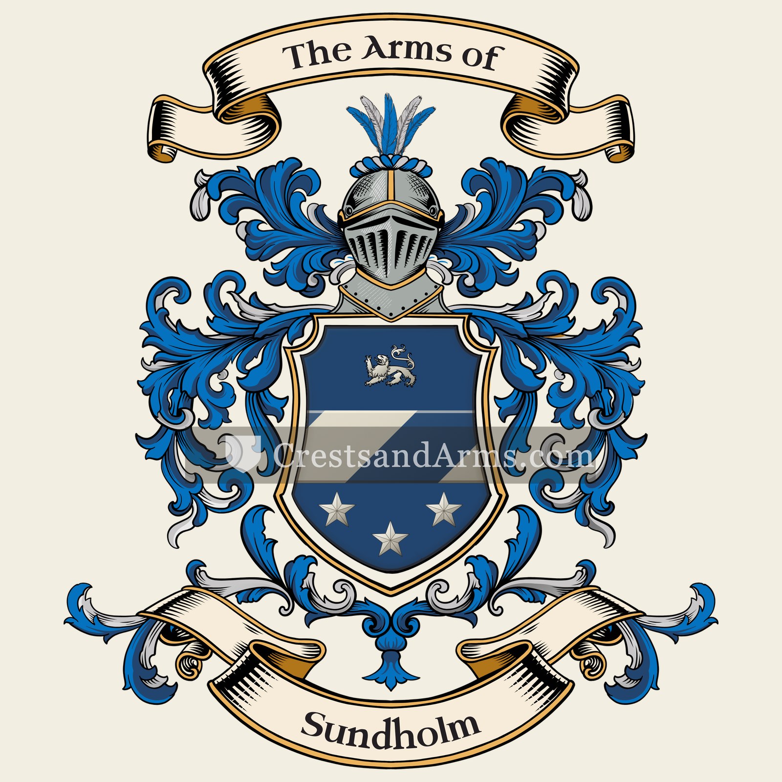 The Sundholm coat of arms, drawn from the recorded blazon