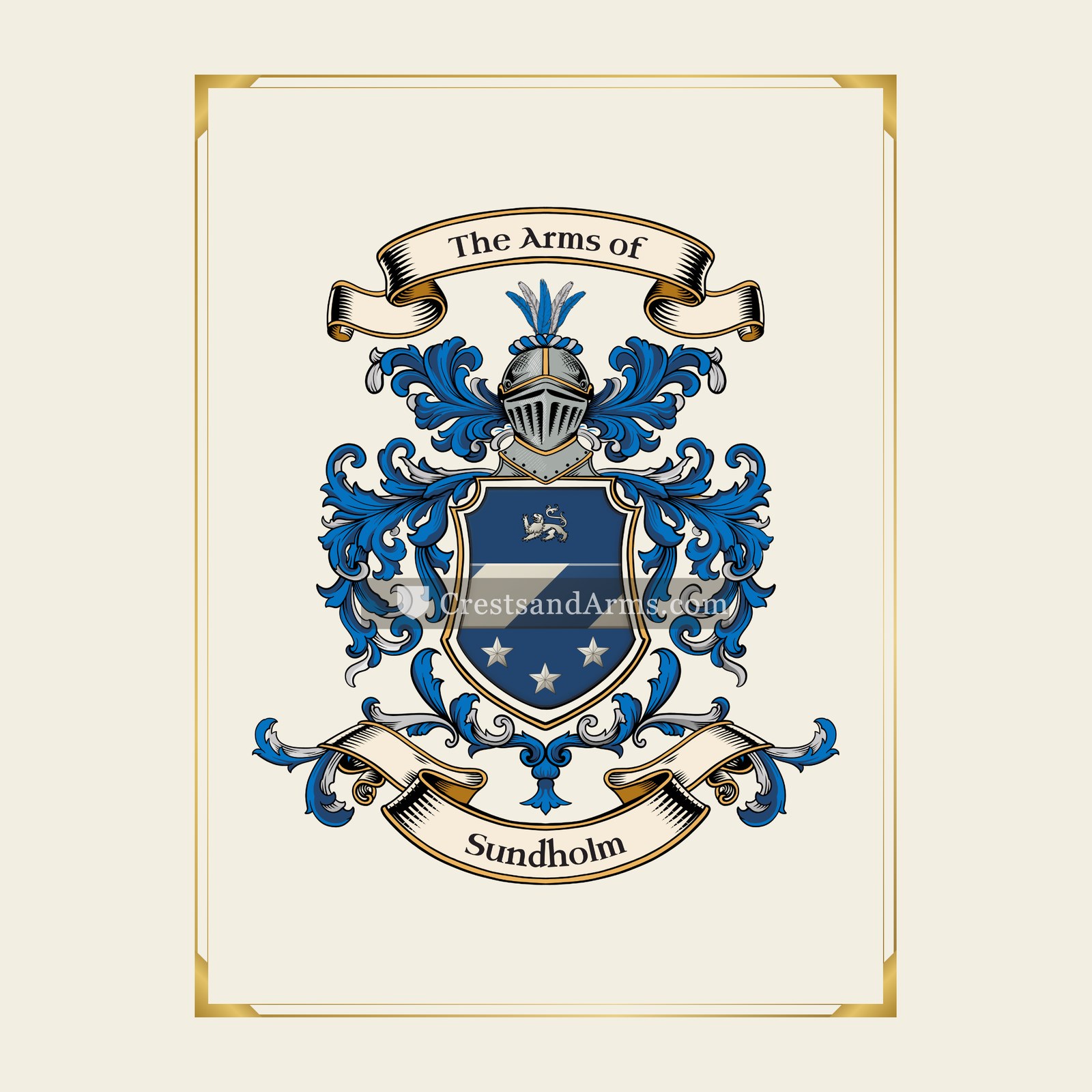 With gold border