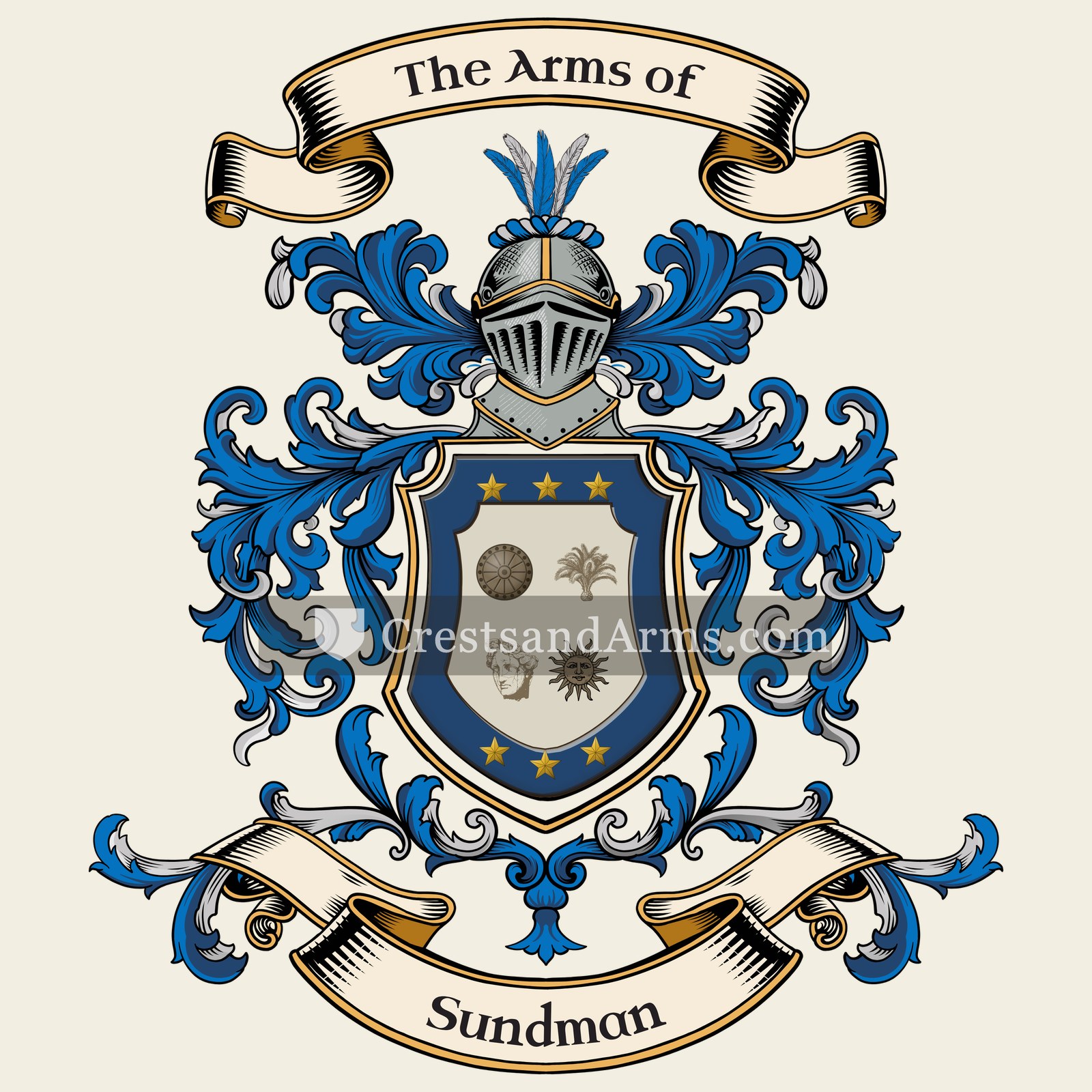 The Sundman coat of arms, drawn from the recorded blazon