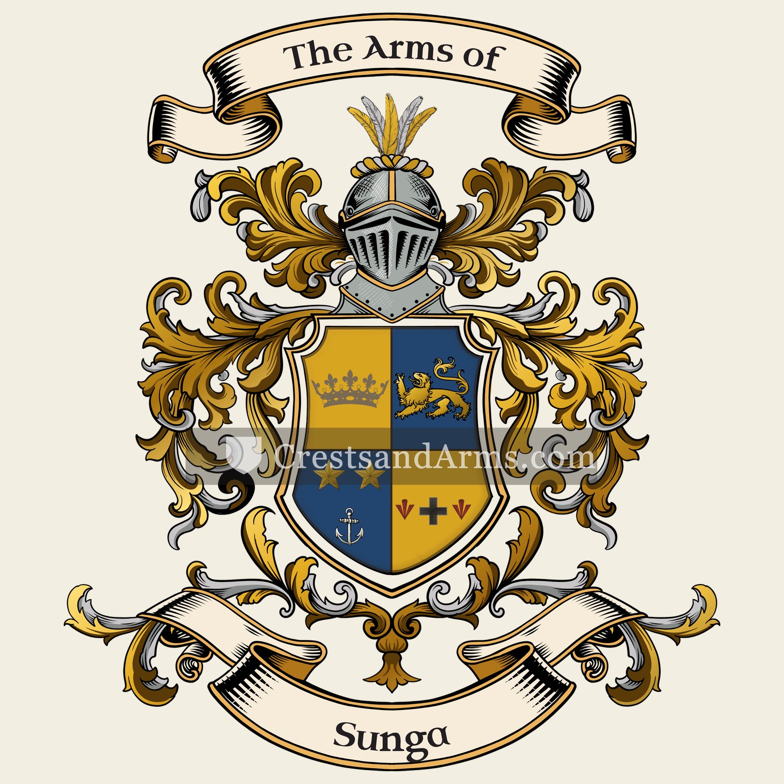 The Sunga coat of arms, drawn from the recorded blazon