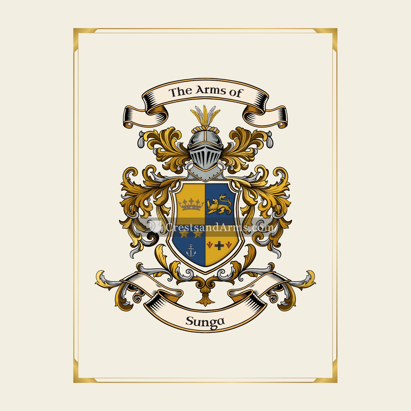 With gold border