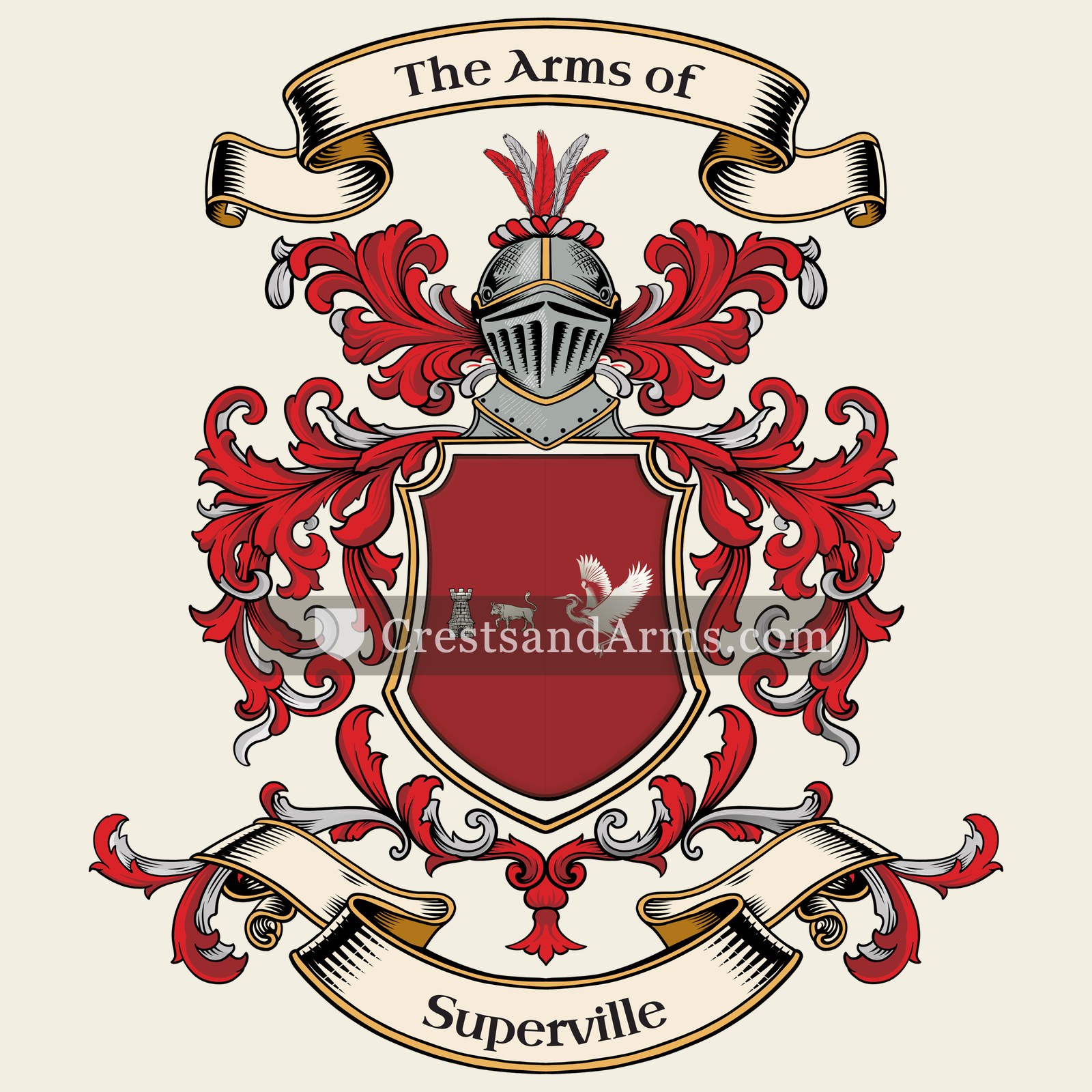 The Superville coat of arms, drawn from the recorded blazon