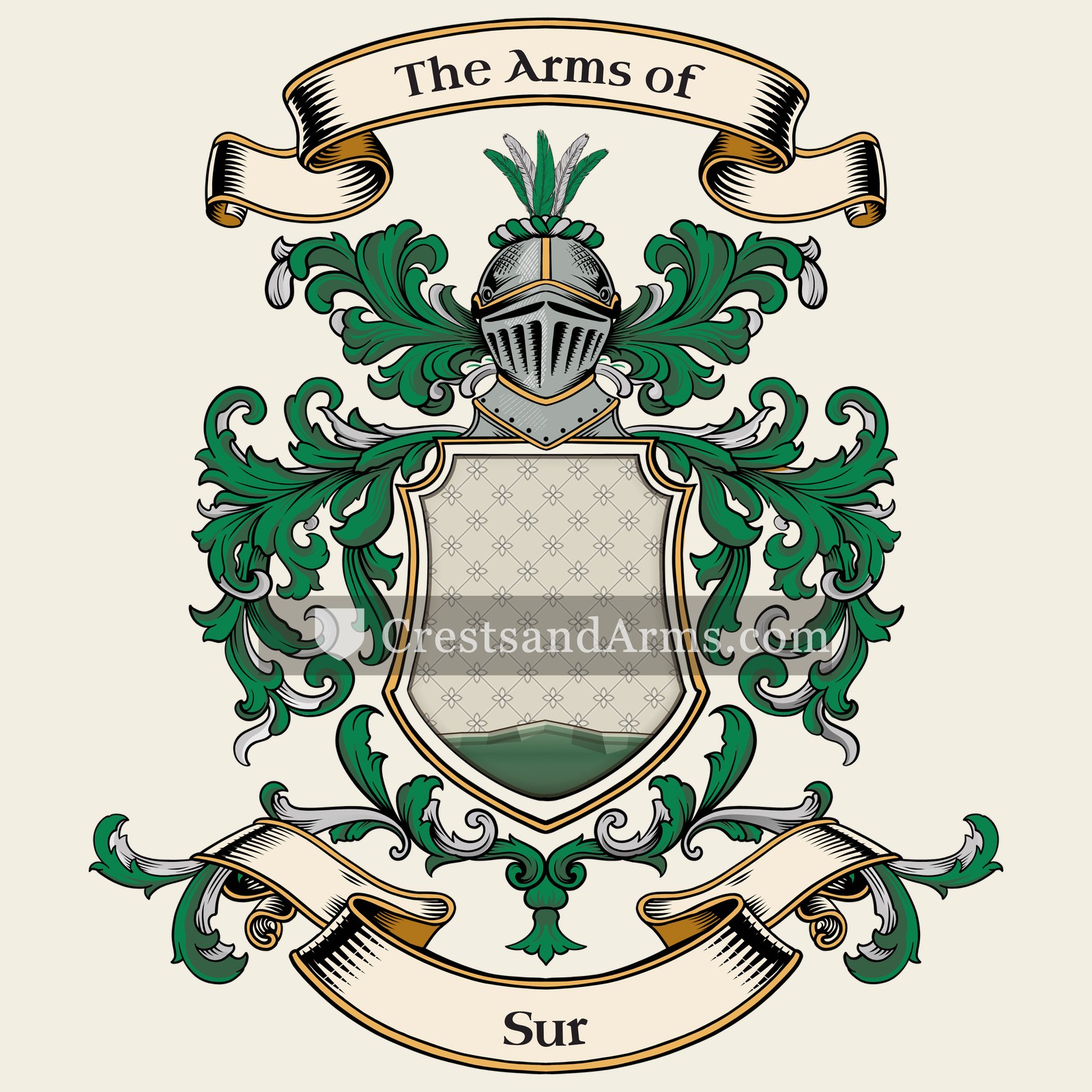 The Sur coat of arms, drawn from the recorded blazon