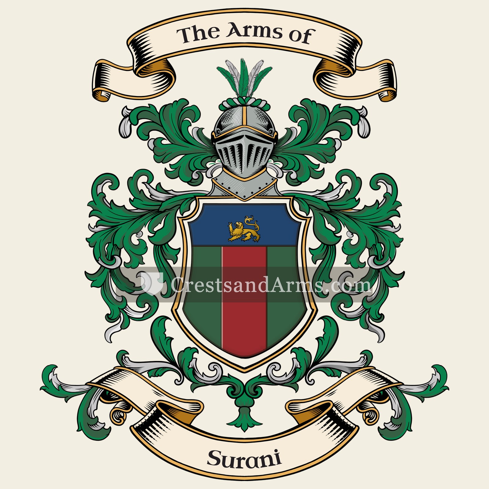 The Surani coat of arms, drawn from the recorded blazon