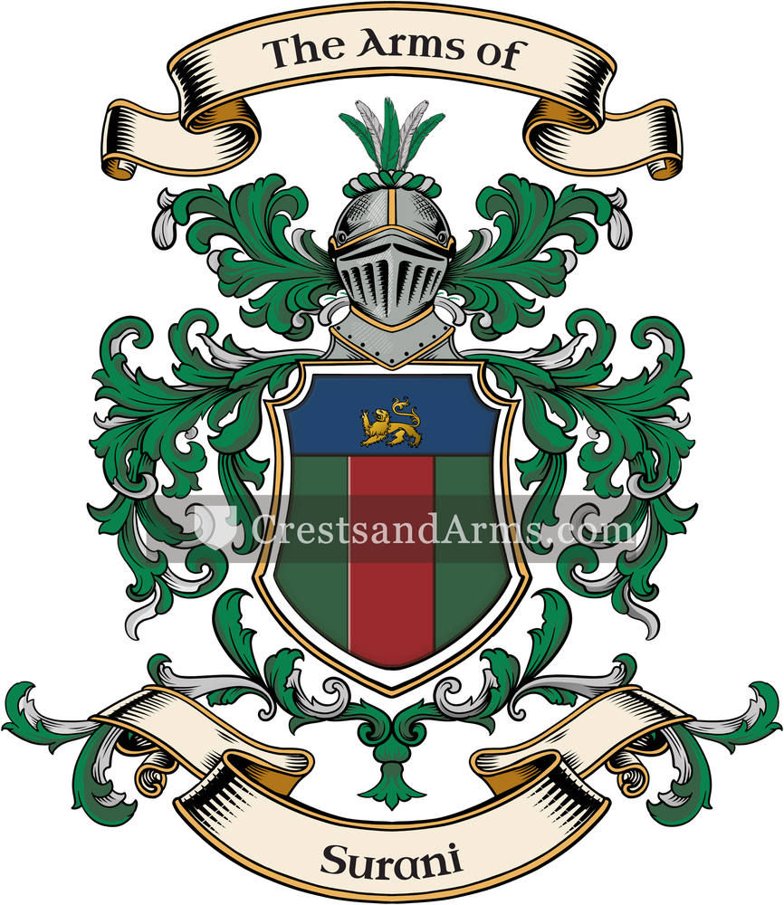 The Surani coat of arms, drawn from the recorded blazon