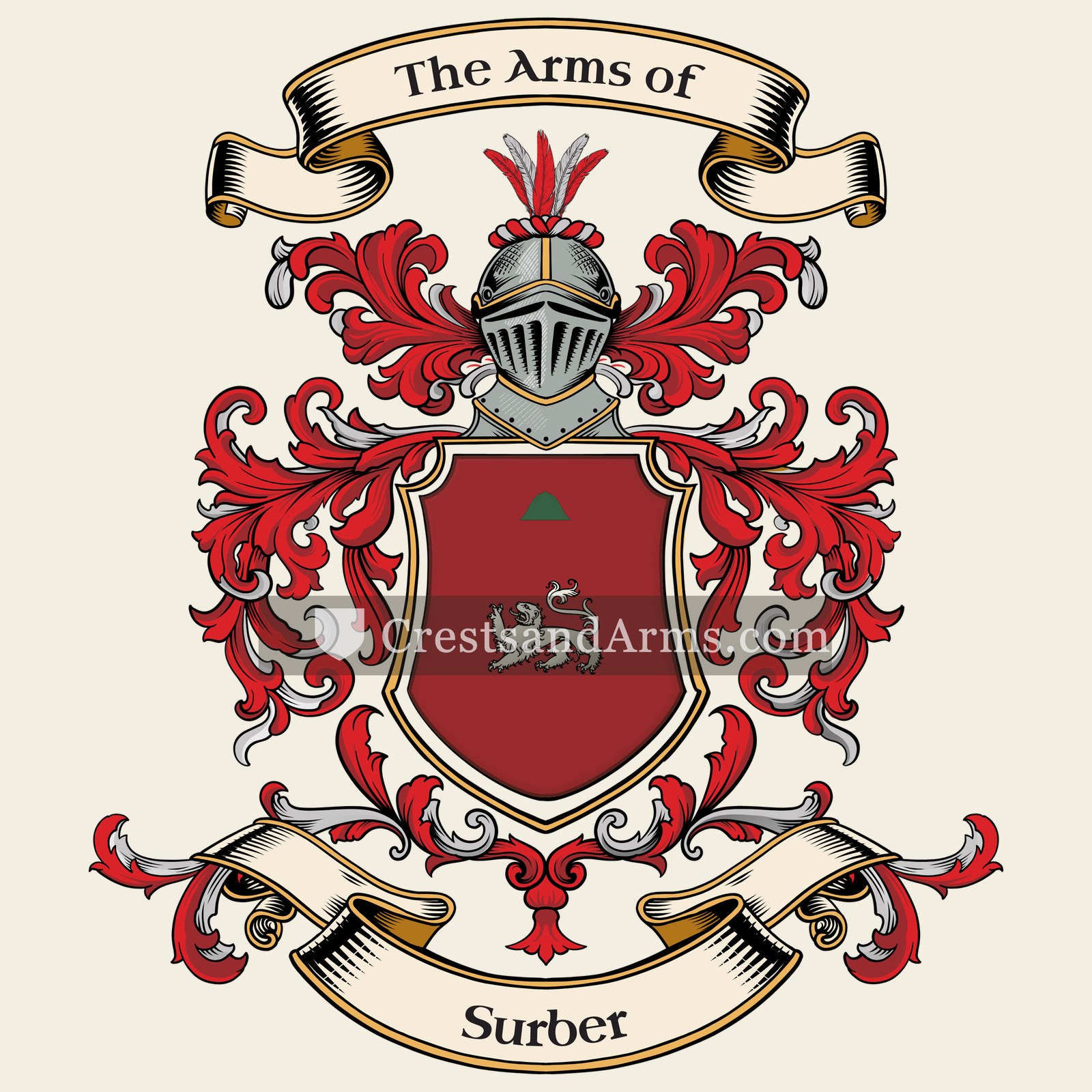 The Surber coat of arms, drawn from the recorded blazon