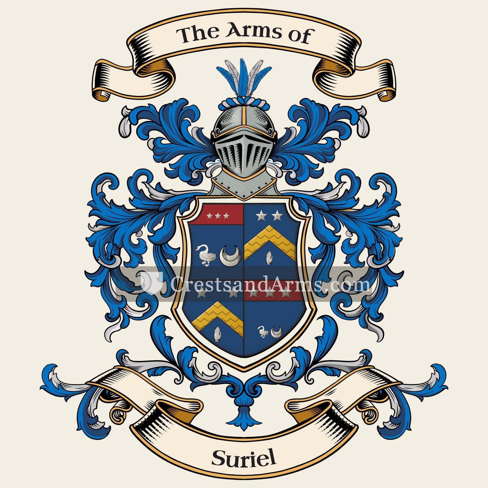 The Suriel coat of arms, drawn from the recorded blazon