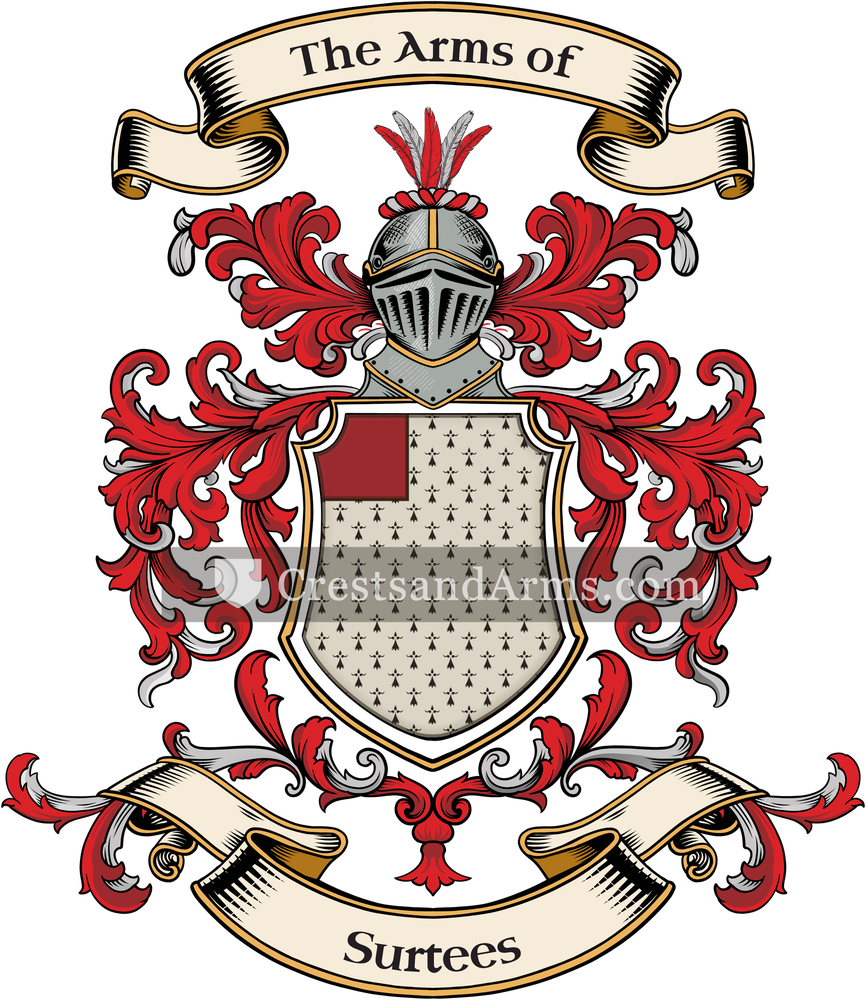 The Surtees coat of arms, drawn from the recorded blazon