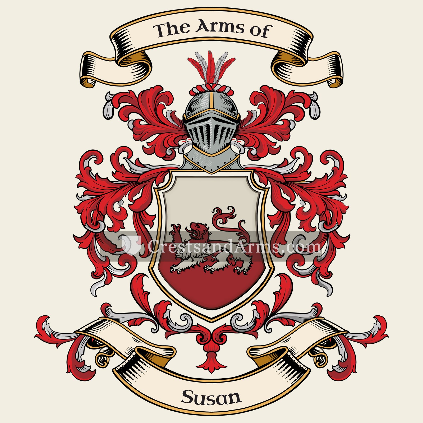 The Susan coat of arms, drawn from the recorded blazon