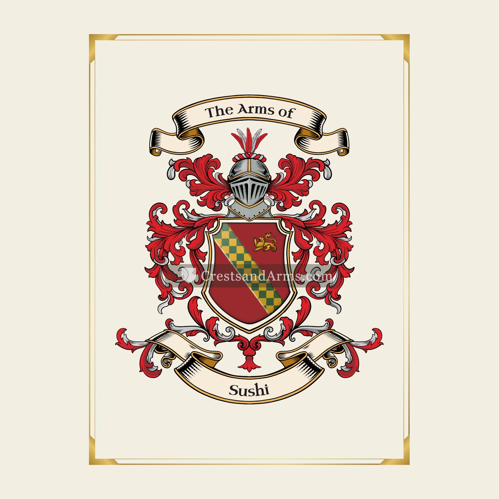 With gold border