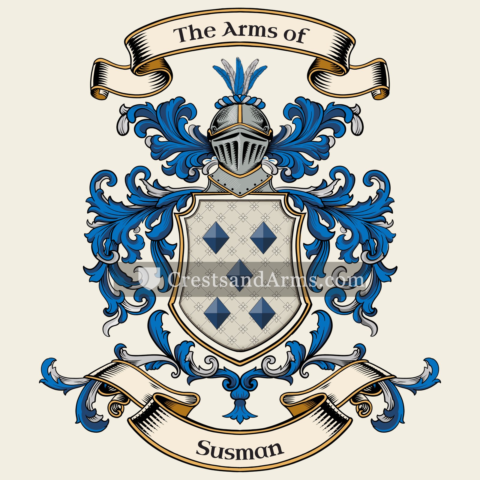 The Susman coat of arms, drawn from the recorded blazon