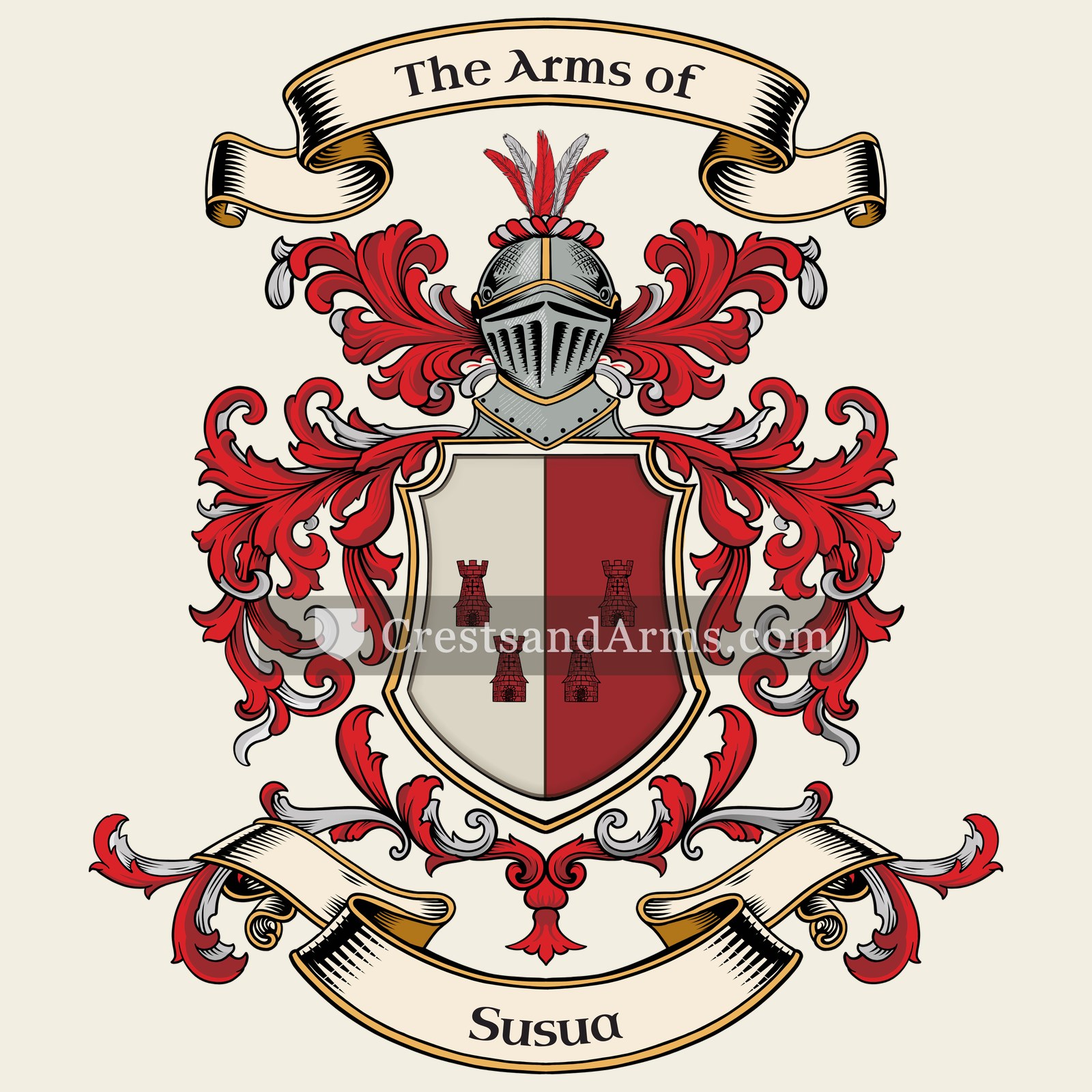The Susua coat of arms, drawn from the recorded blazon