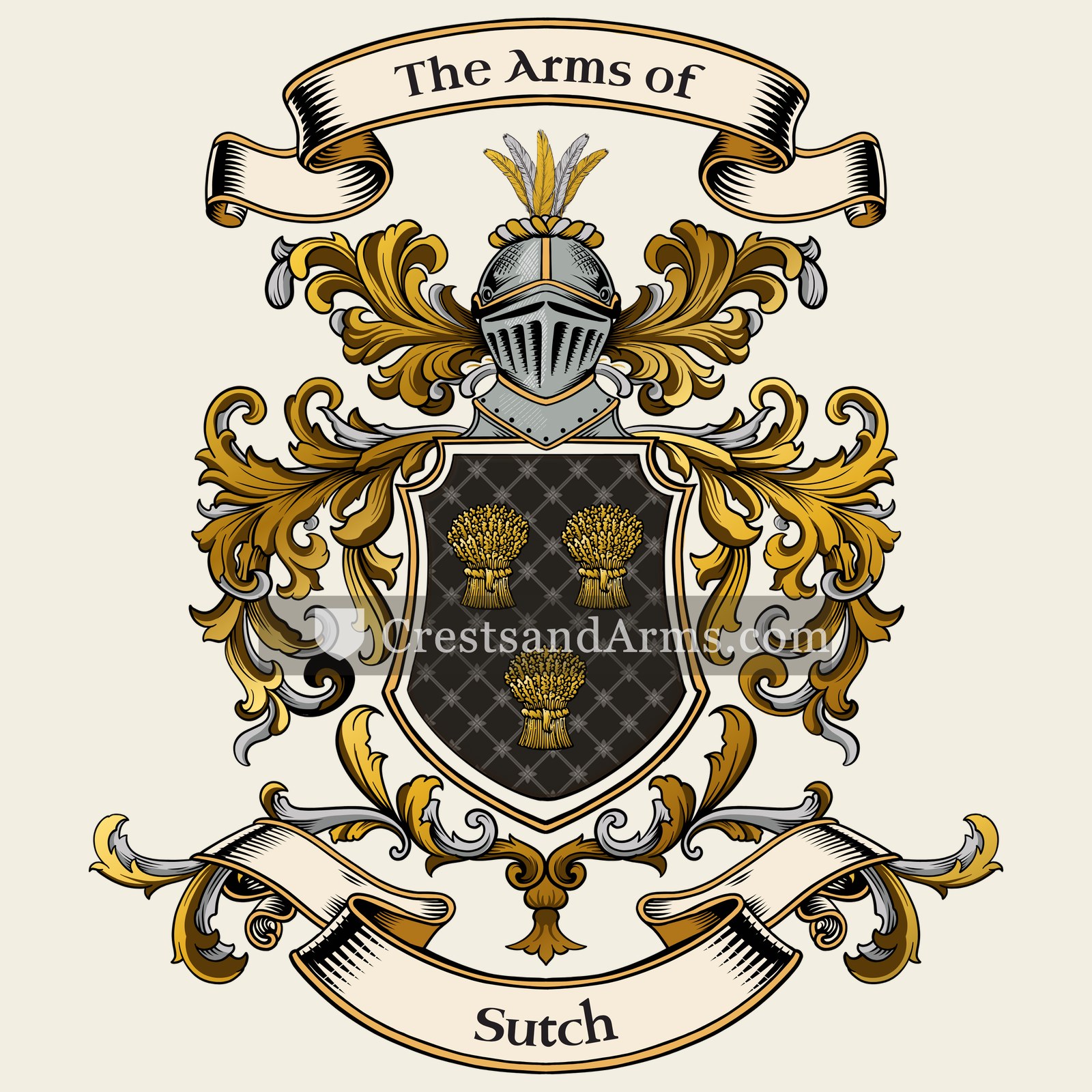 The Sutch coat of arms, drawn from the recorded blazon