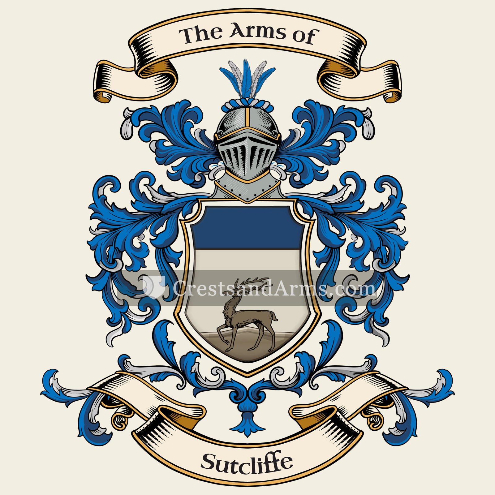 The Sutcliffe coat of arms, drawn from the recorded blazon