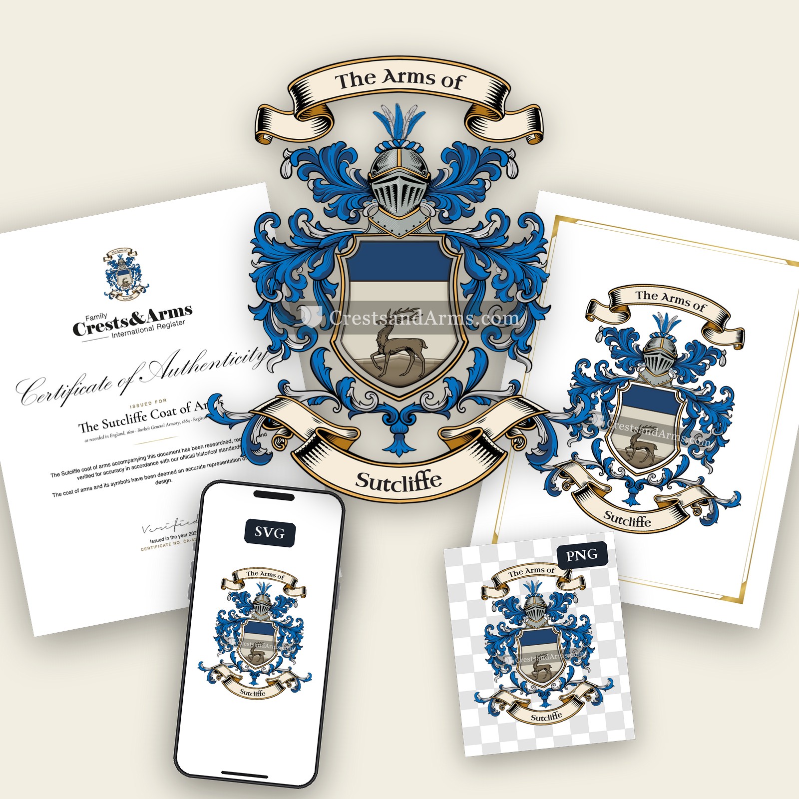 The Sutcliffe arms on the coat of arms — digital pack
