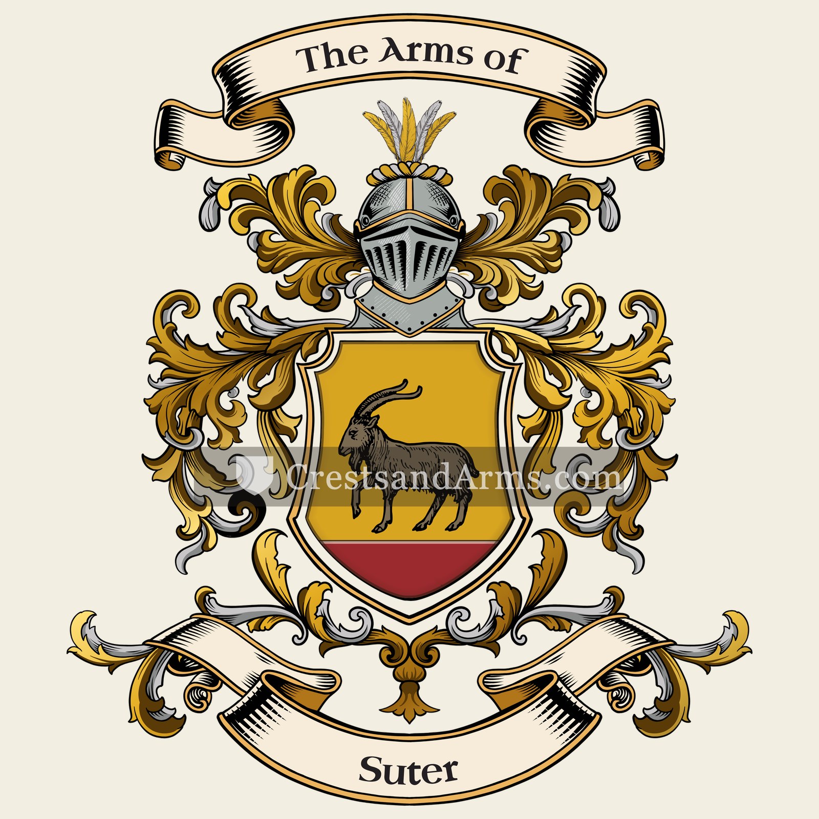 The Suter coat of arms, drawn from the recorded blazon