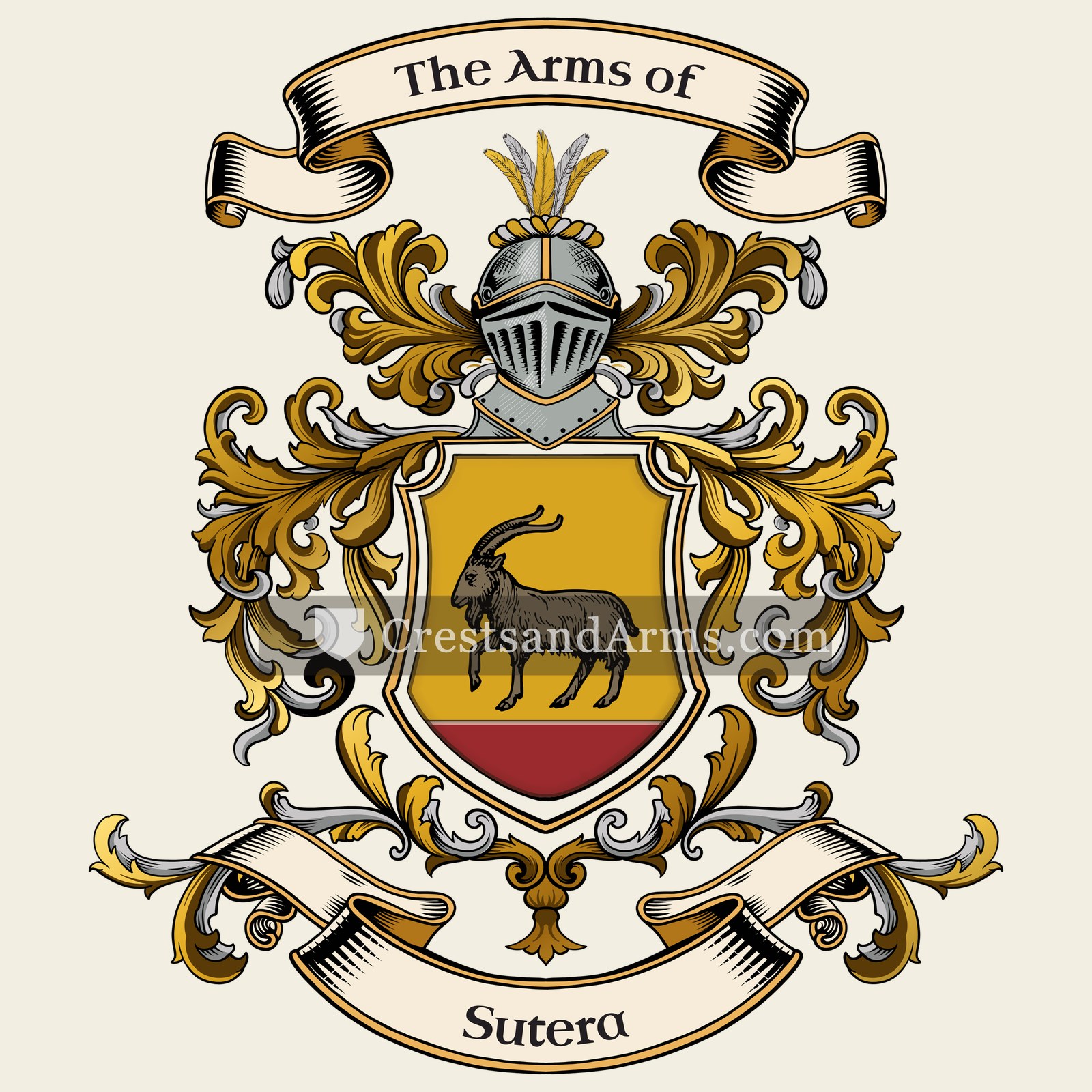 The Sutera coat of arms, drawn from the recorded blazon