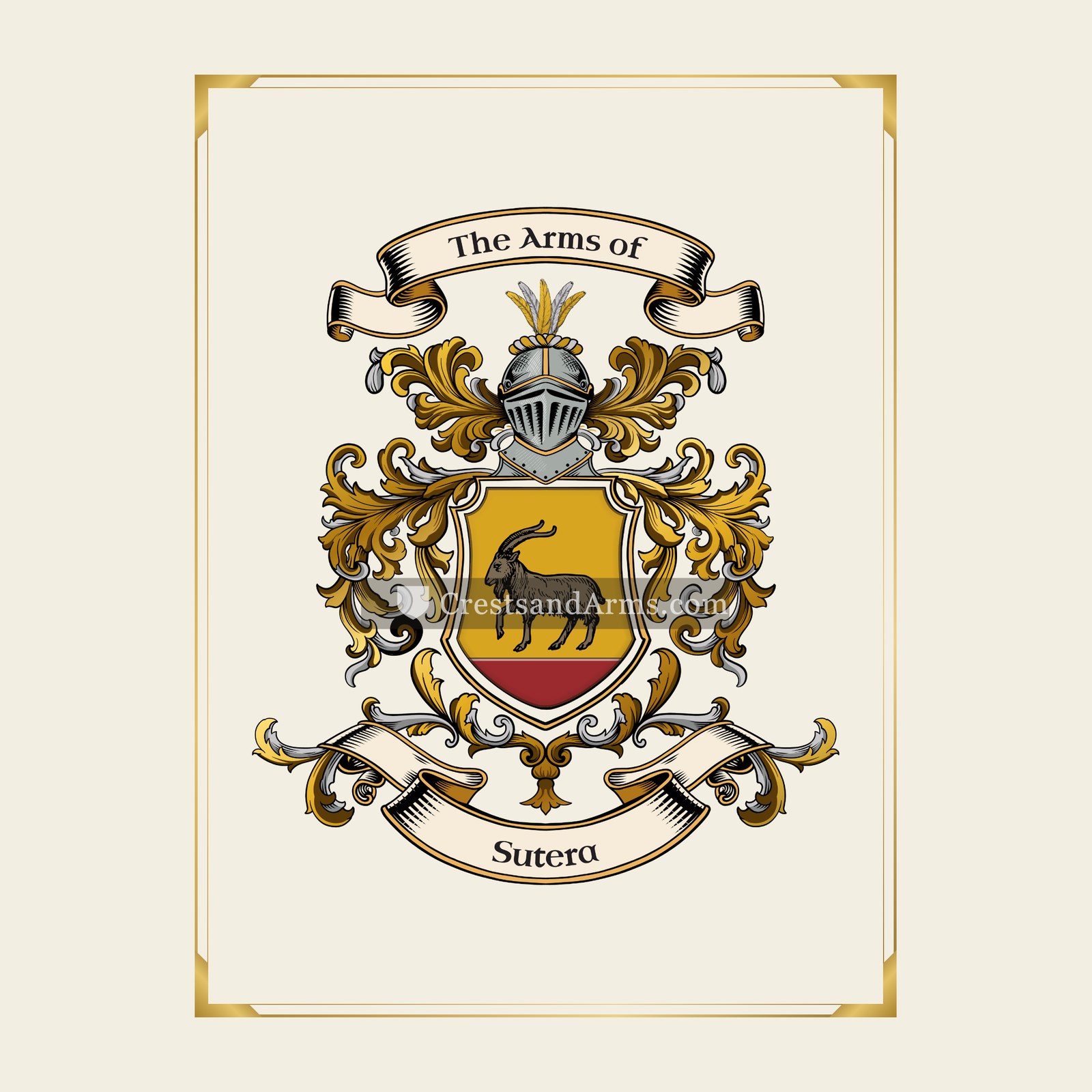 With gold border