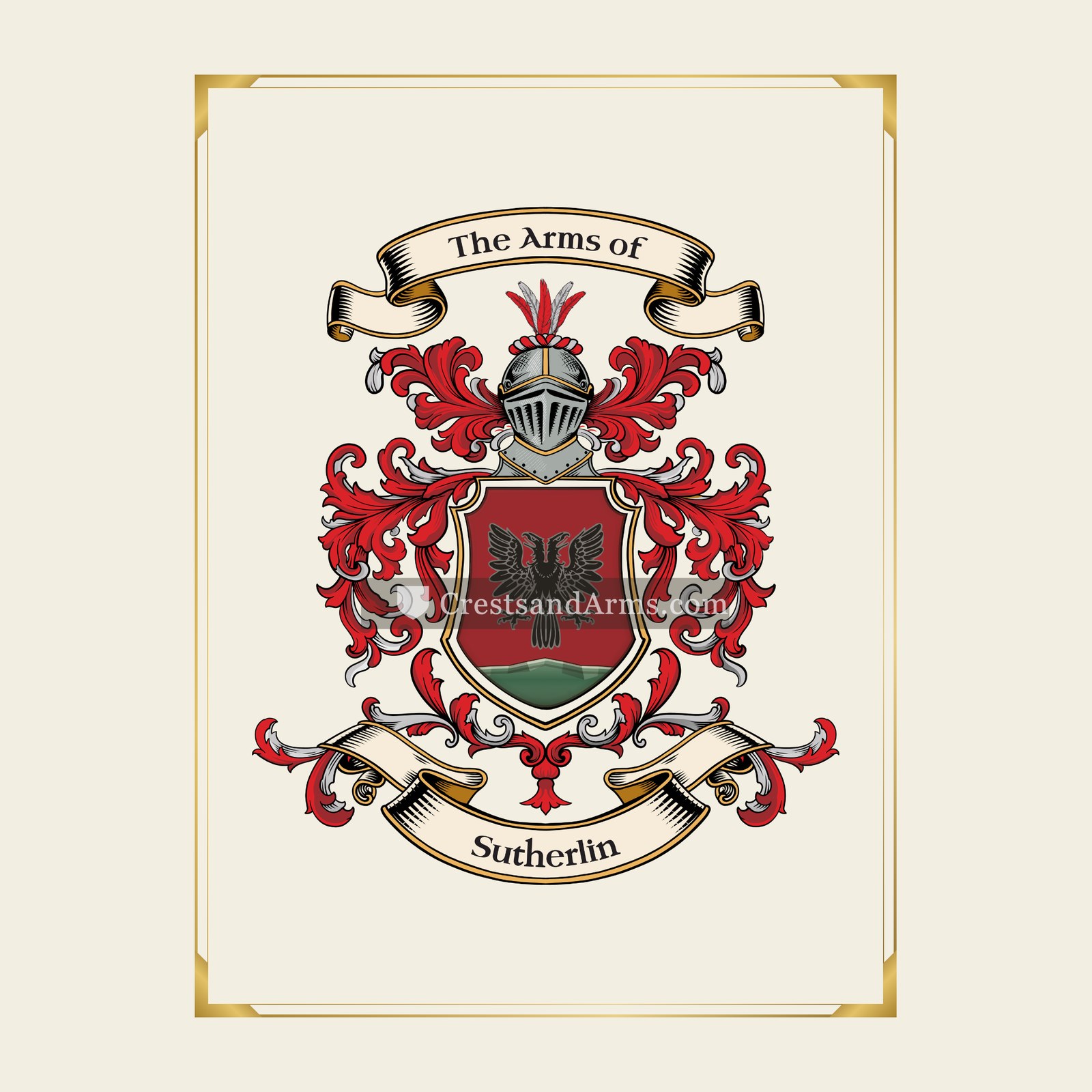 With gold border