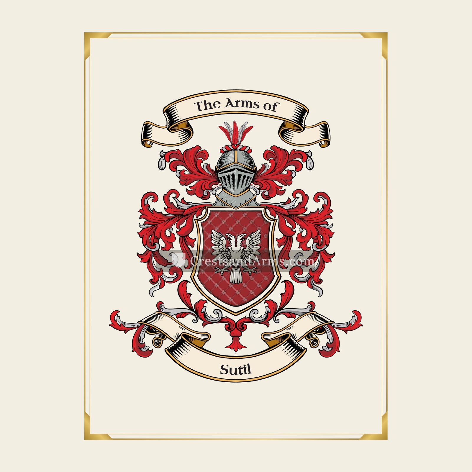 With gold border