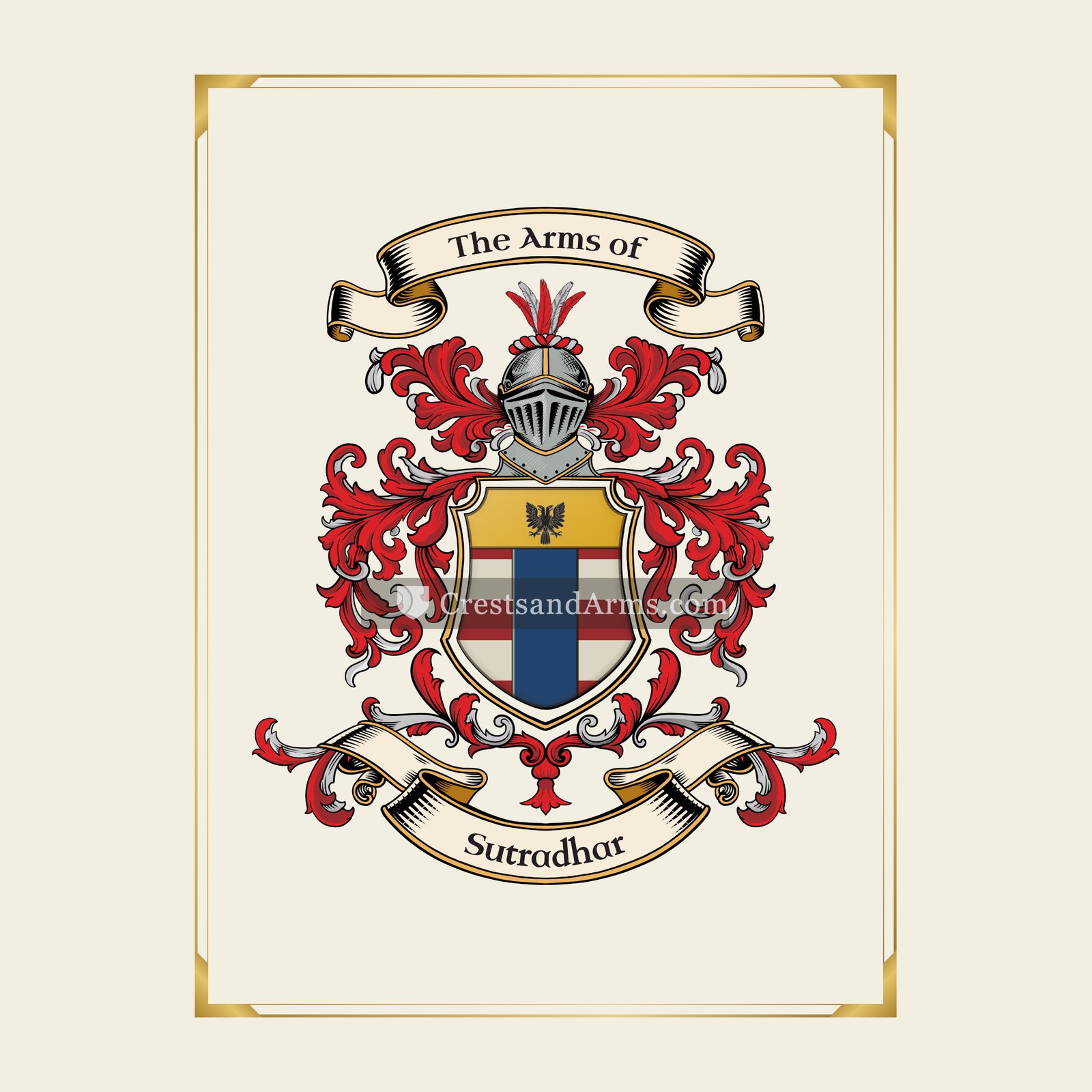 With gold border