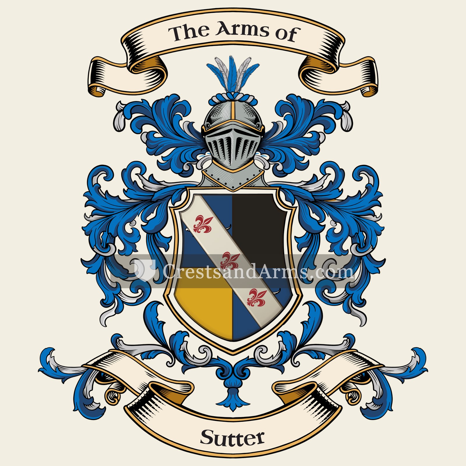 The Sutter coat of arms, drawn from the recorded blazon