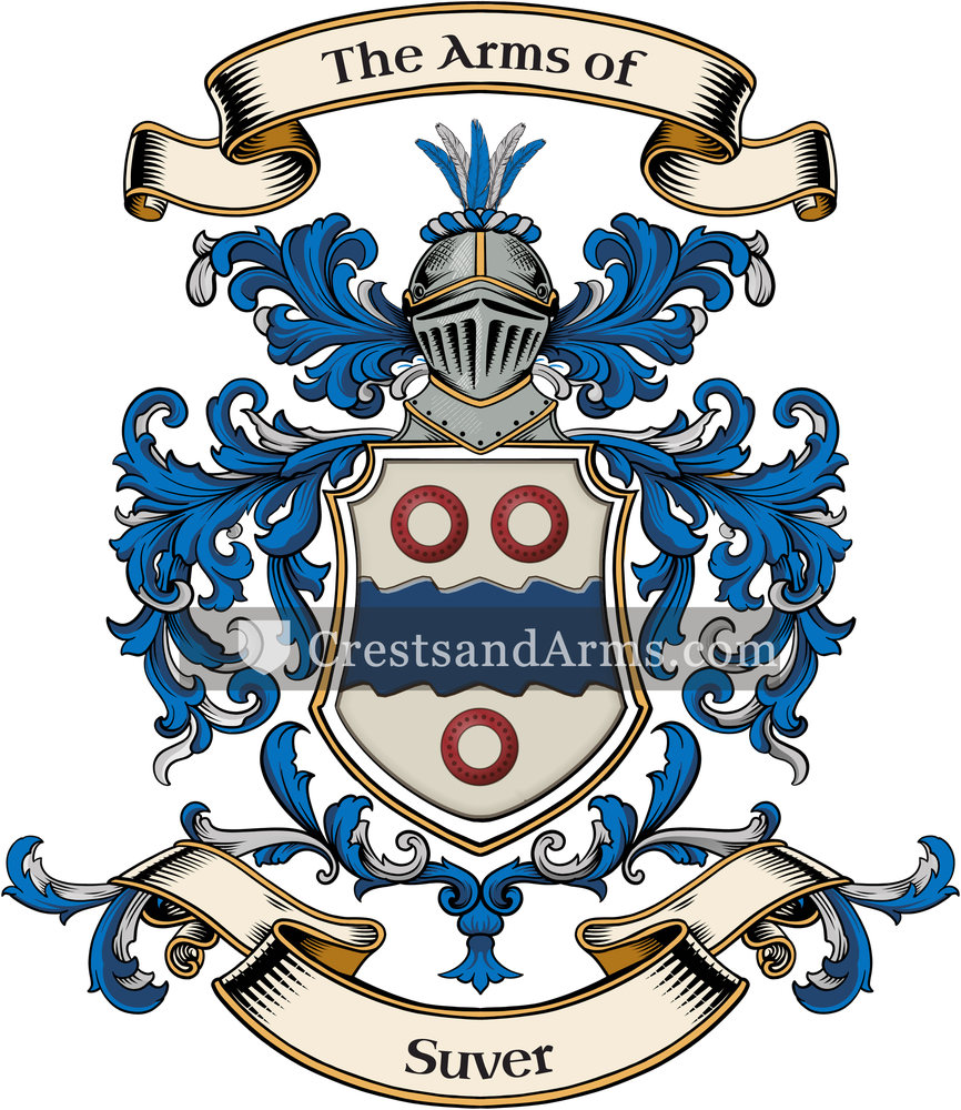 The Suver coat of arms, drawn from the recorded blazon
