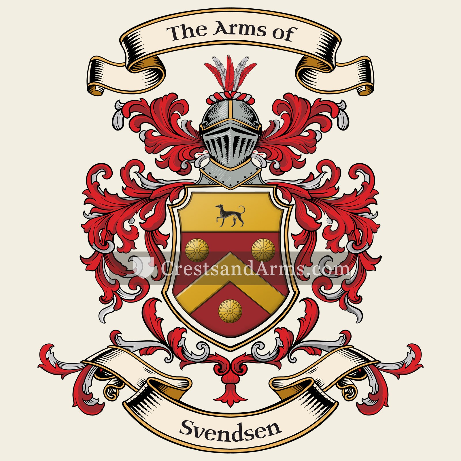 The Svendsen coat of arms, drawn from the recorded blazon