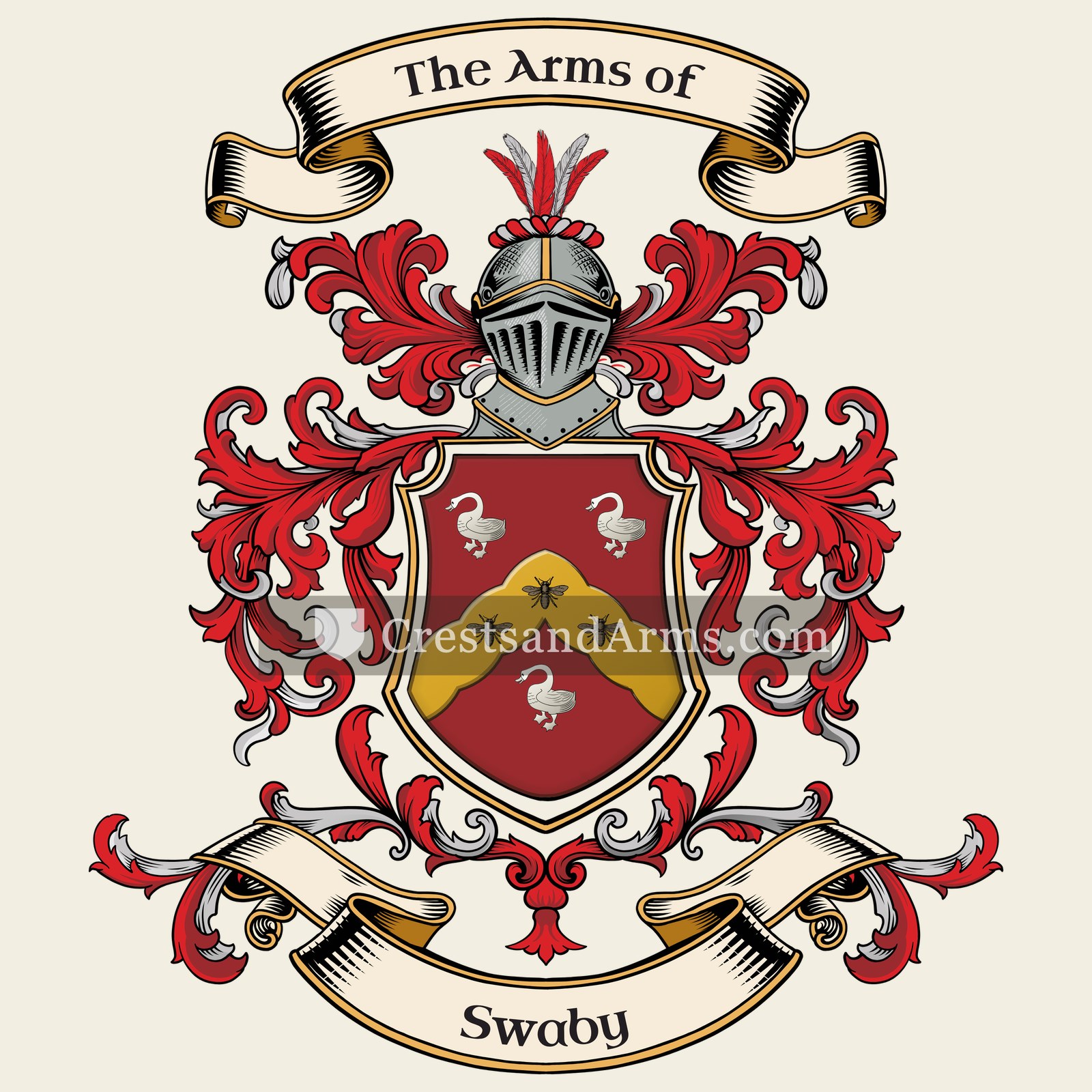 The Swaby coat of arms, drawn from the recorded blazon